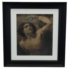 Rare 17th Century Engraving: Saint Sebastian on "Chain-Laid" Paper