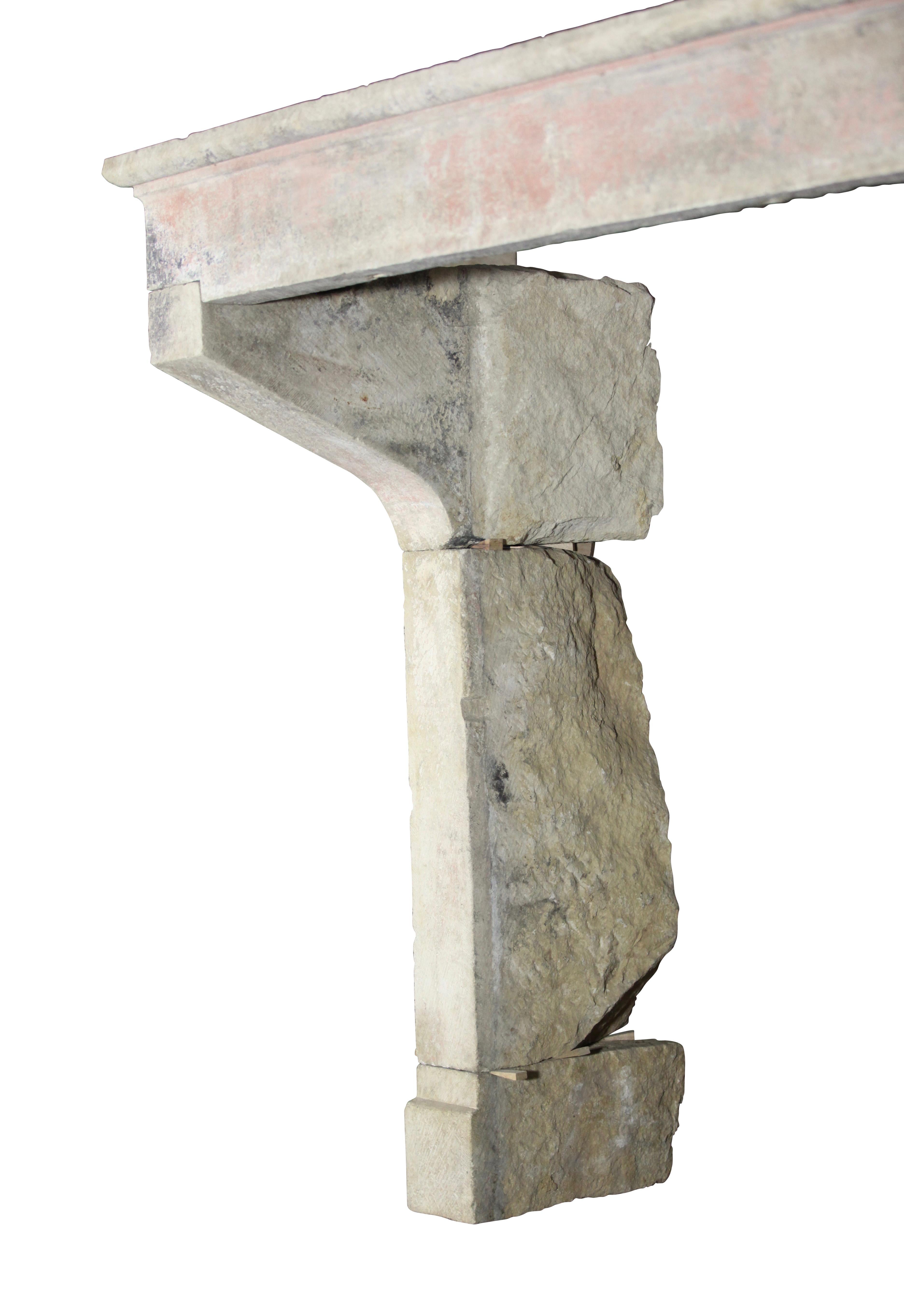 16th Century French Country Style Limestone Fireplace Mantel 7
