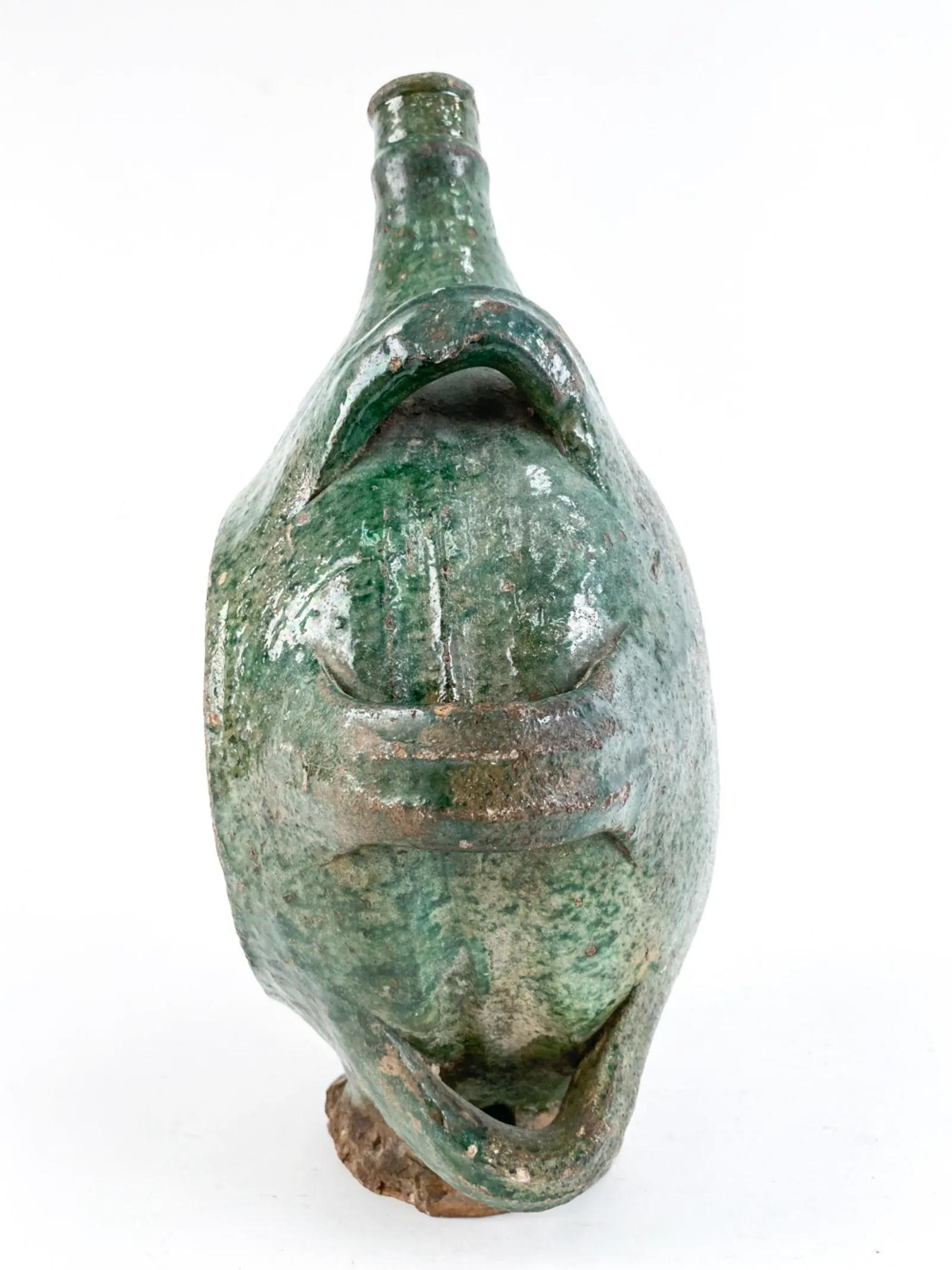 18th Century and Earlier Rare 17th Century French Provencale Water Bottle For Sale