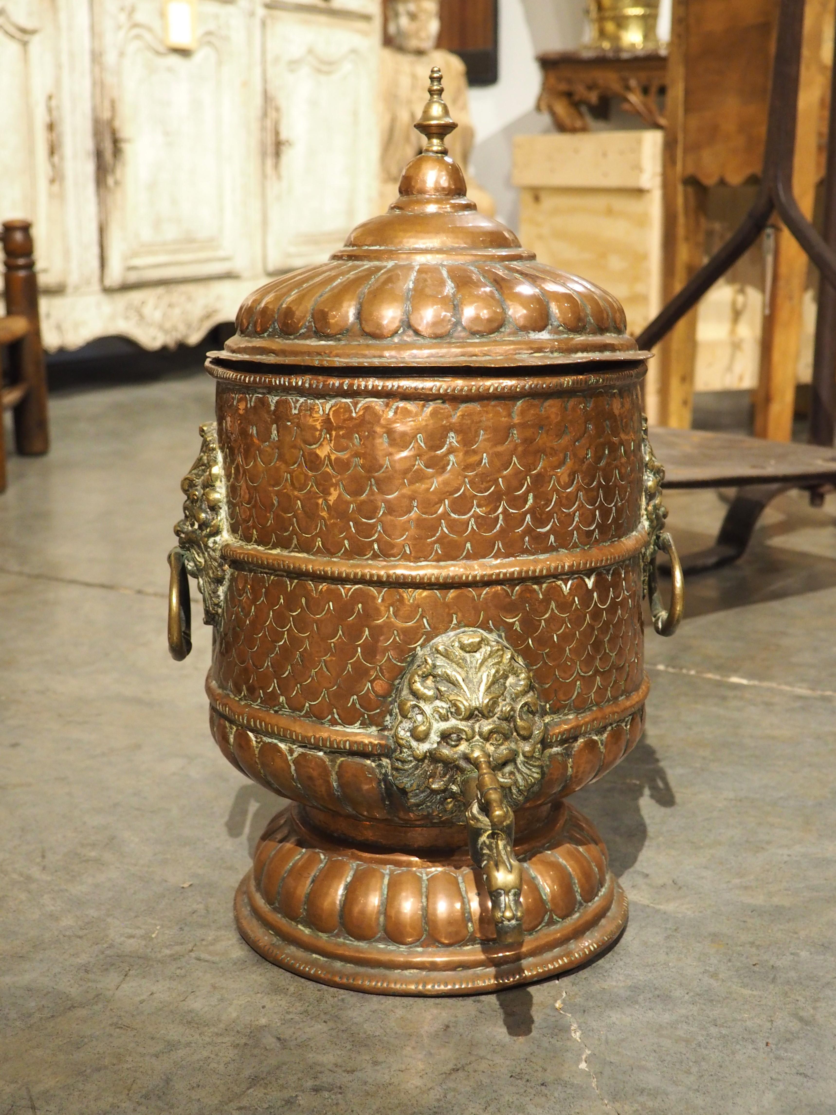 Rare 17th Century French Repousse Copper Water Fountain For Sale 8
