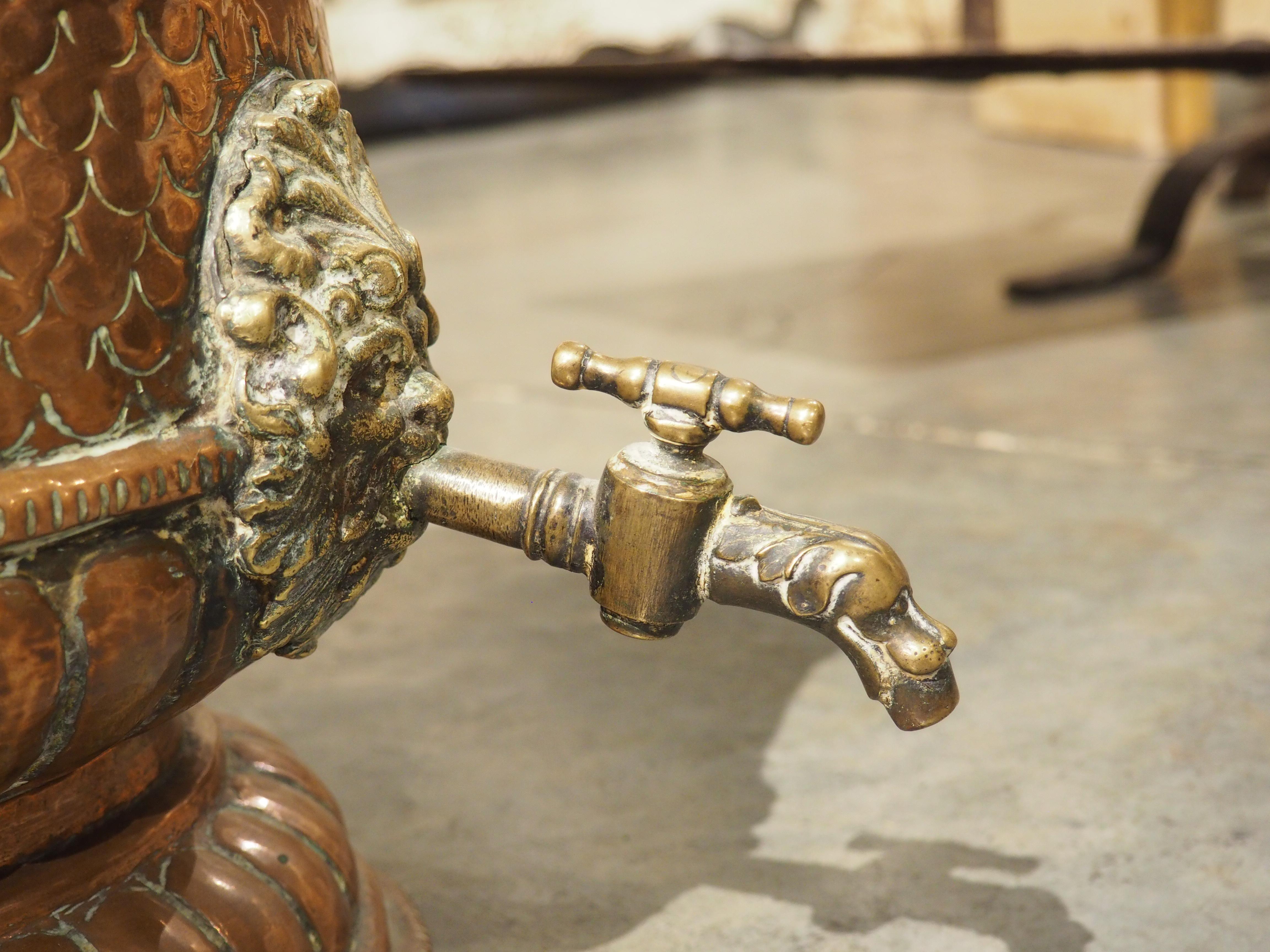 Rare 17th Century French Repousse Copper Water Fountain For Sale 1