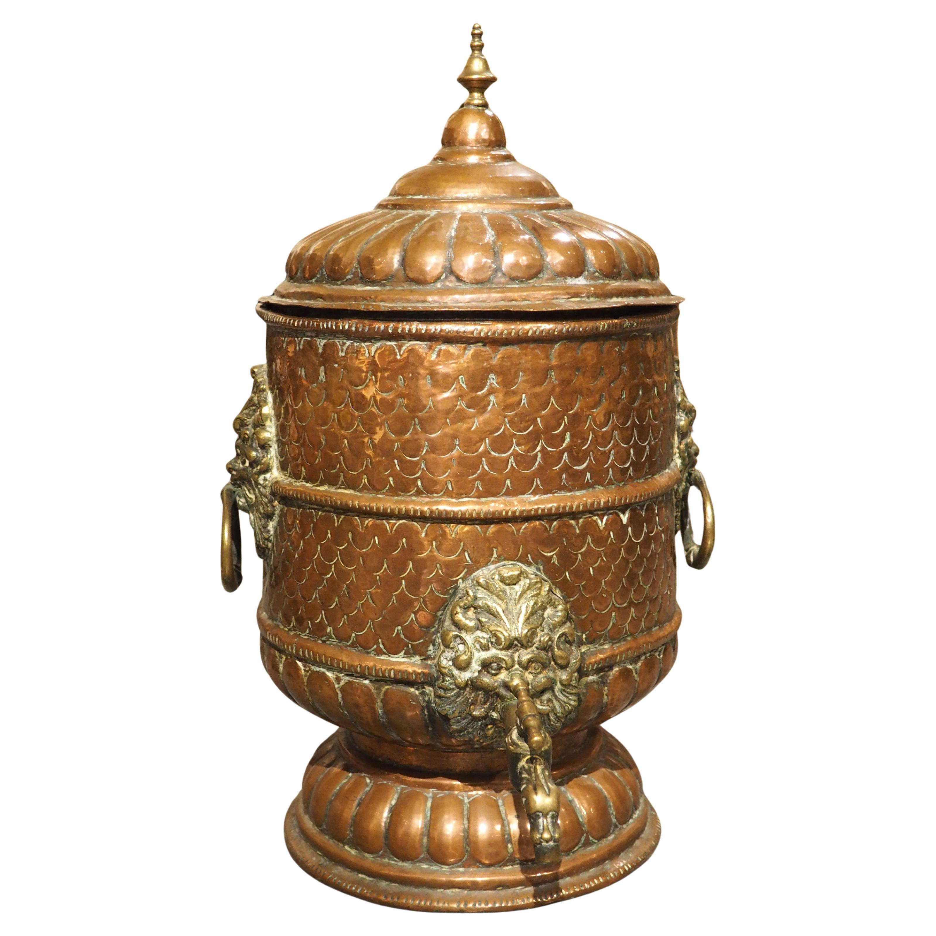 Rare 17th Century French Repousse Copper Water Fountain For Sale