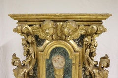Rare 17th Century Italian Baroque Antique Tabernacle in Carved and Gilded Wood