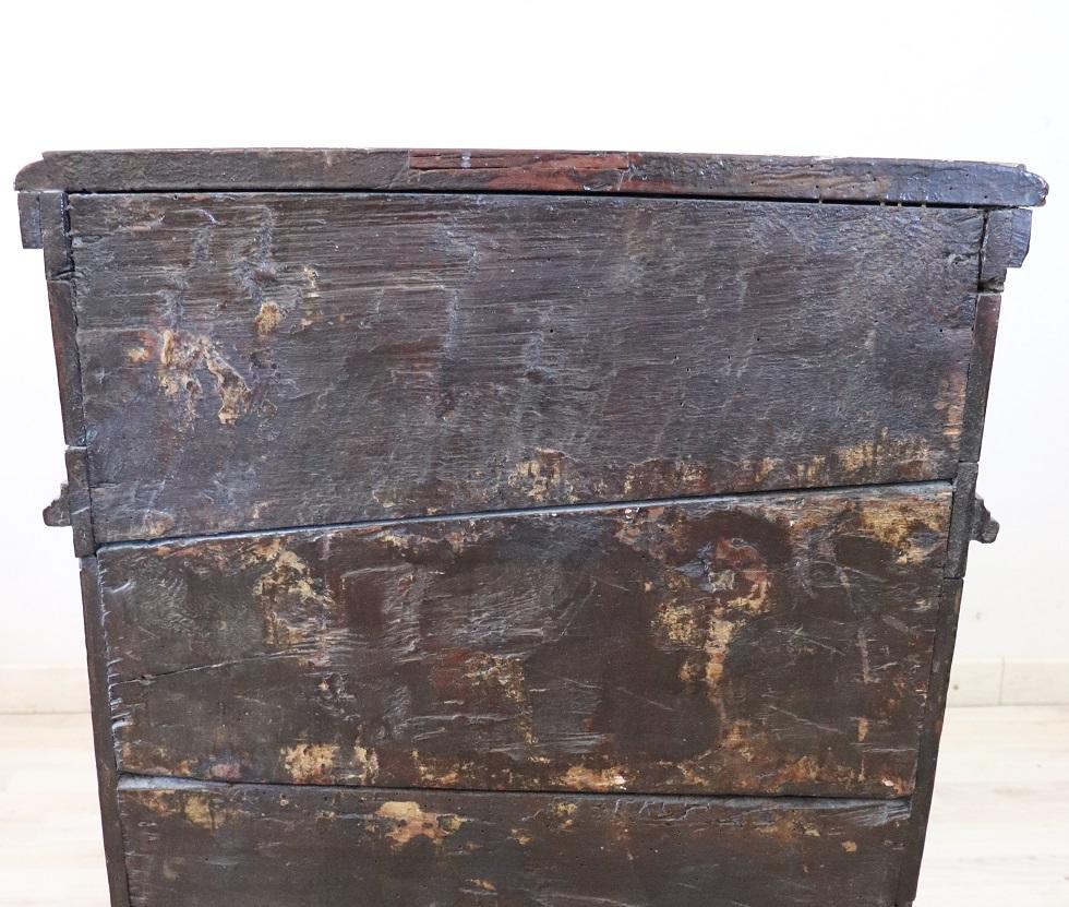 Late 17th Century Rare 17th Century Italian Tuscany Carved Walnut Antique Nightstand For Sale