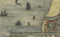 Rare 17th Century Map of Batavia and Castle on Java by Isaac de l'Obel