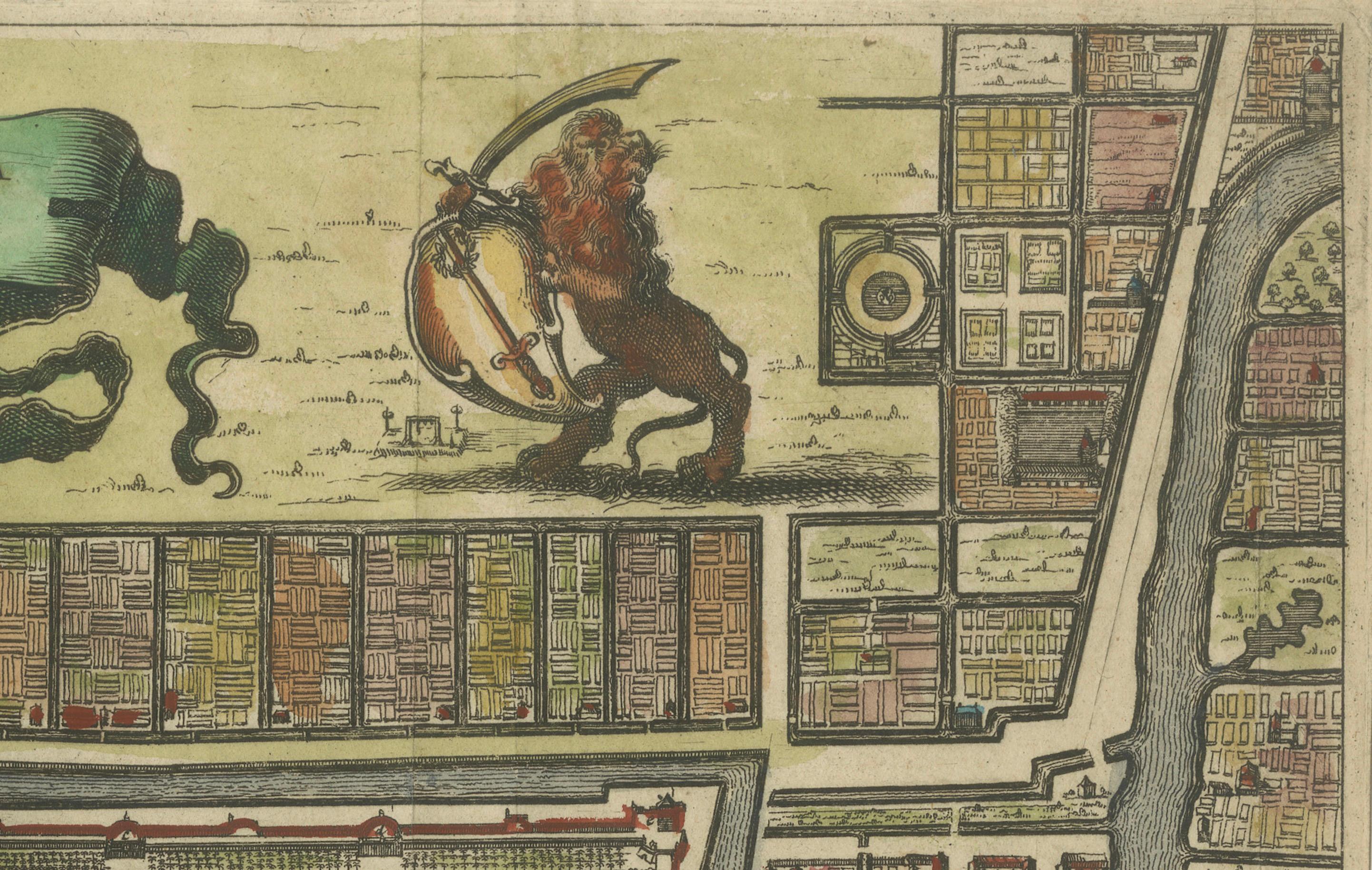 Paper Rare 17th Century Map of Batavia and Castle on Java by Isaac de l'Obel For Sale