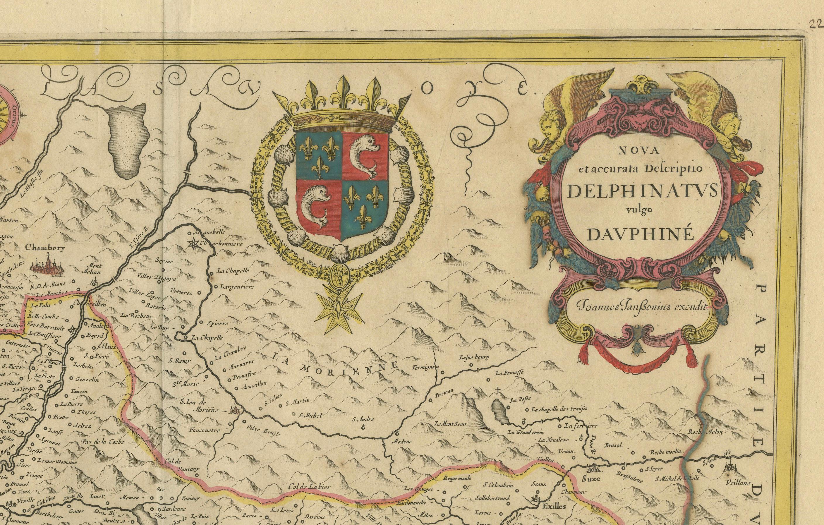Gravé Rare carte du Dauphiné (sud-est de la France) du 17e siècle par F. De Wit, vers 1688 en vente