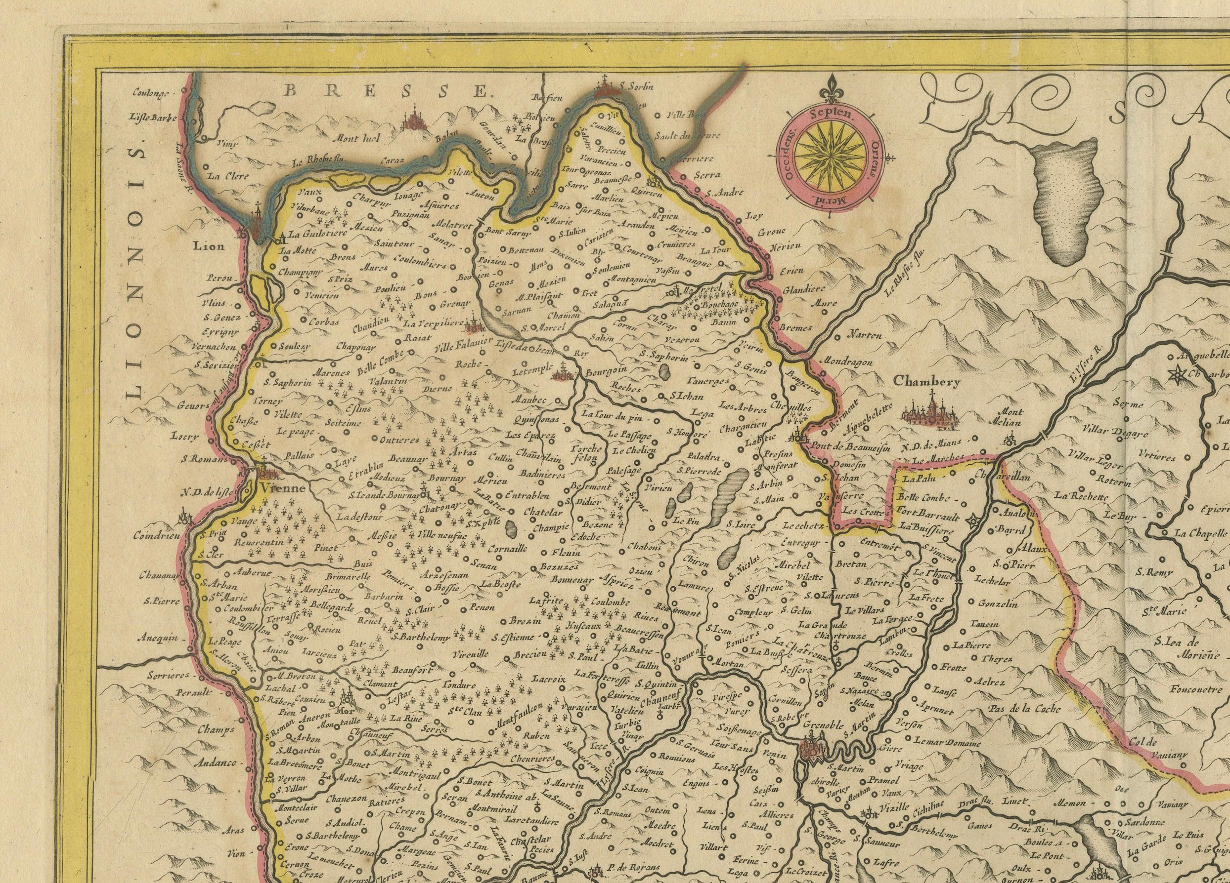 Rare carte du Dauphiné (sud-est de la France) du 17e siècle par F. De Wit, vers 1688 Bon état - En vente à Langweer, NL