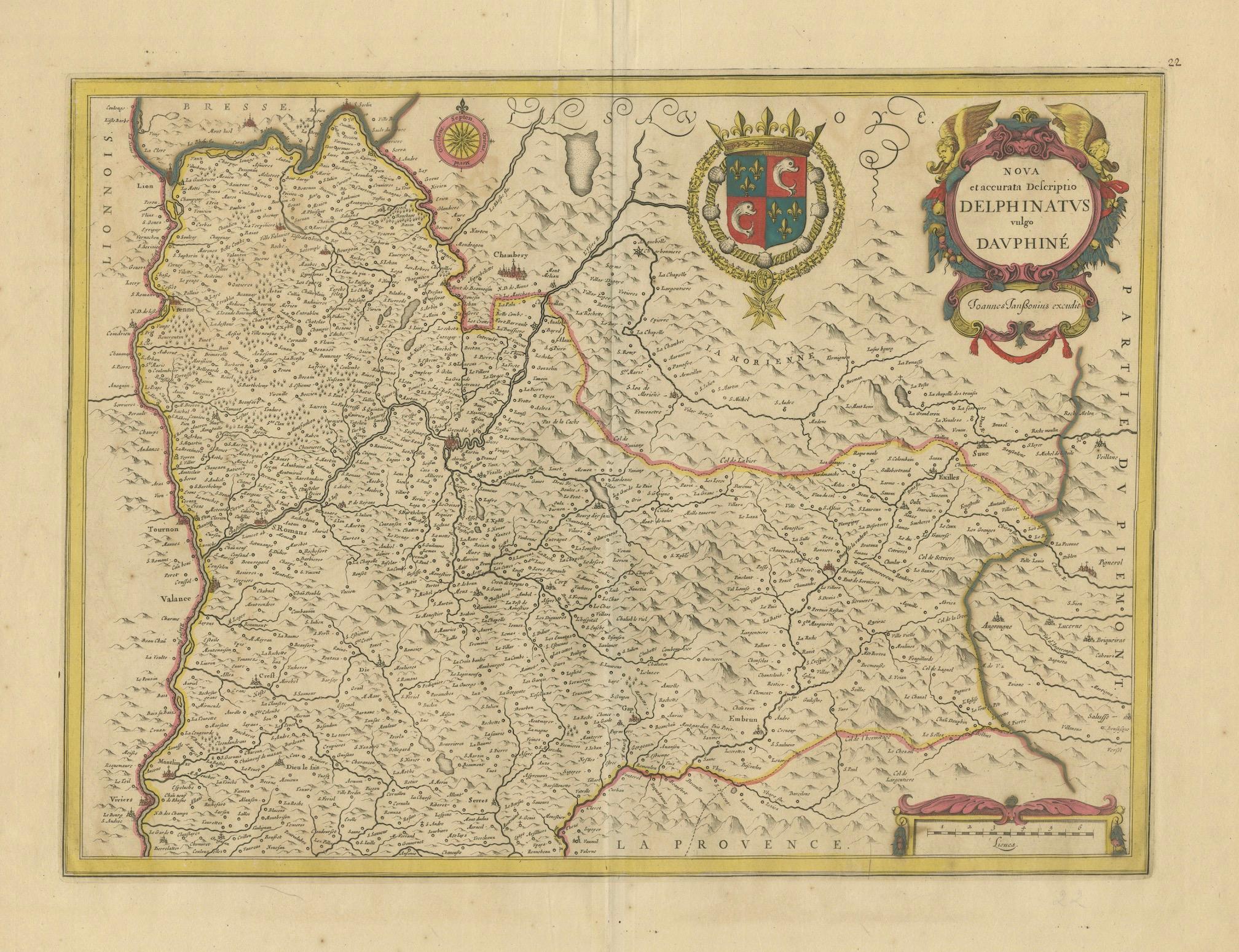 Fin du XVIIe siècle Rare carte du Dauphiné (sud-est de la France) du 17e siècle par F. De Wit, vers 1688 en vente