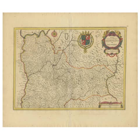 Rare 17th-Century Map of Dauphiné in Southeastern France by F. De Wit, ca.1688