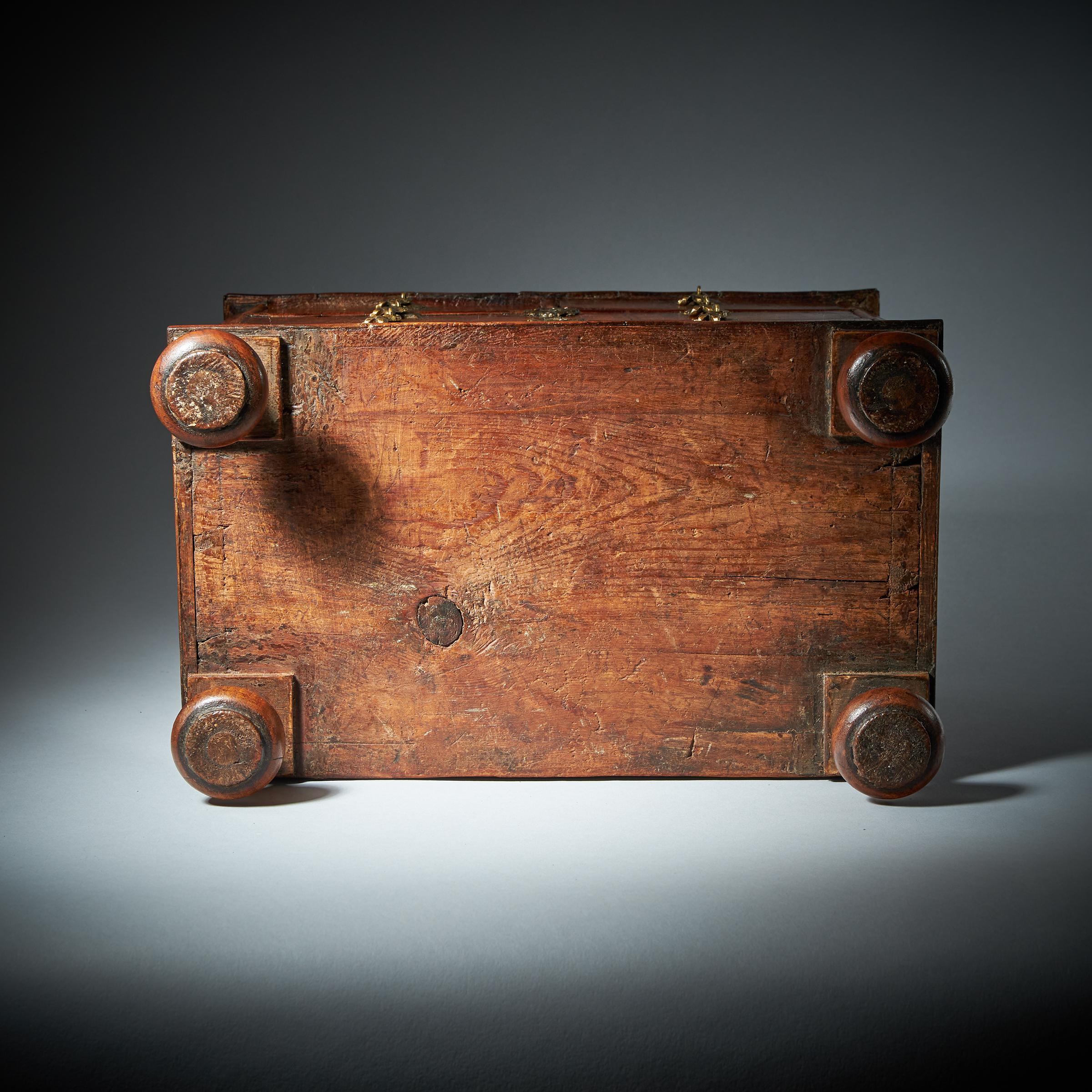 Rare 17th Century Miniature William and Mary Walnut Table Top Chest, circa 1690 For Sale 6