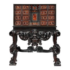 Rare 17th Century Neapolitan Ebony Tortoiseshell and Mother of Pearl Cabinet