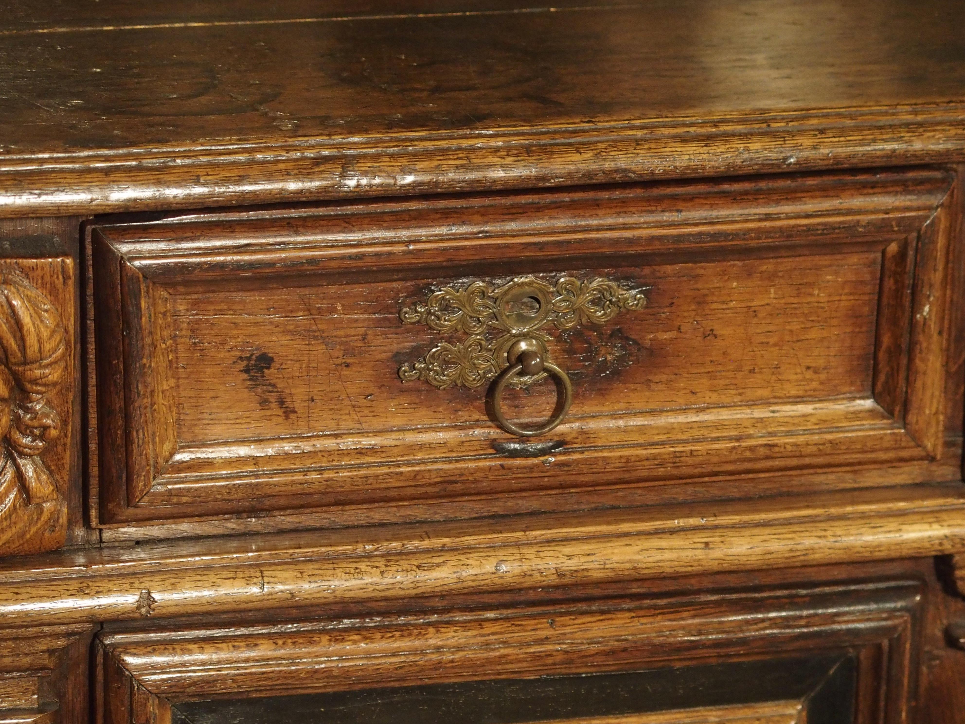 Rare 17th Century Oak Enfilade with Tortoiseshell and Ebony Inlays For Sale 4