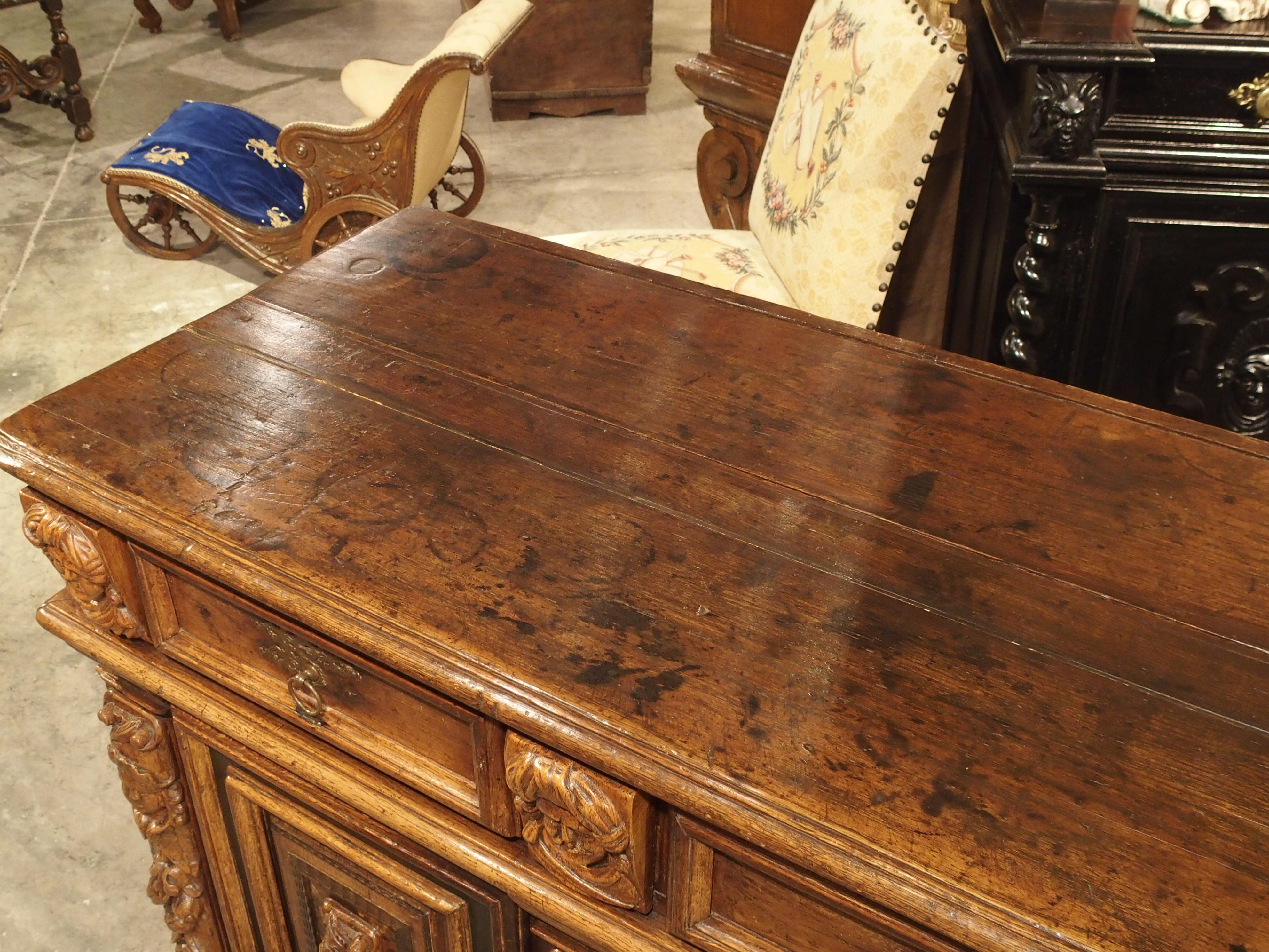 Rare 17th Century Oak Enfilade with Tortoiseshell and Ebony Inlays For Sale 9