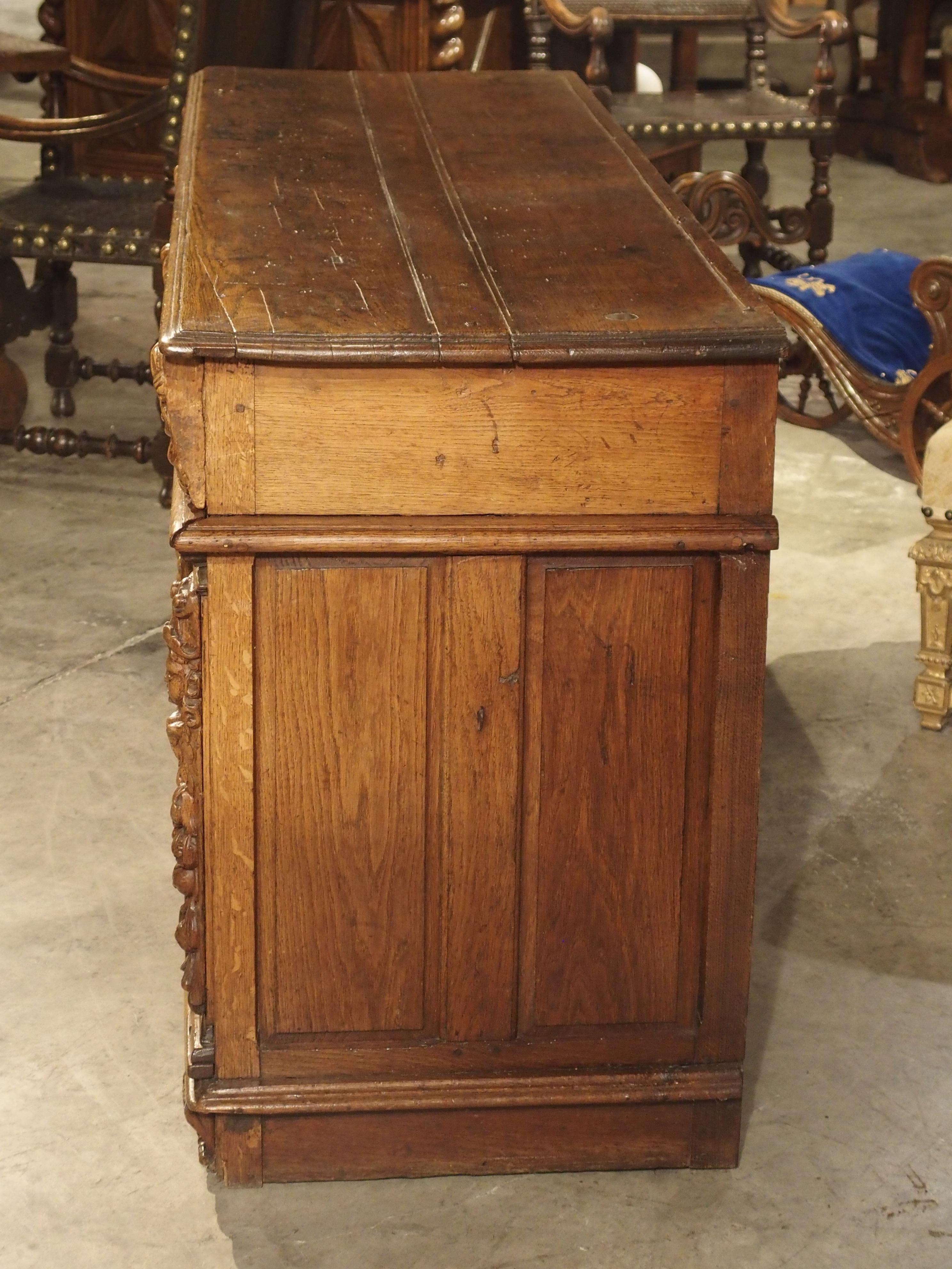 Rare 17th Century Oak Enfilade with Tortoiseshell and Ebony Inlays In Good Condition For Sale In Dallas, TX