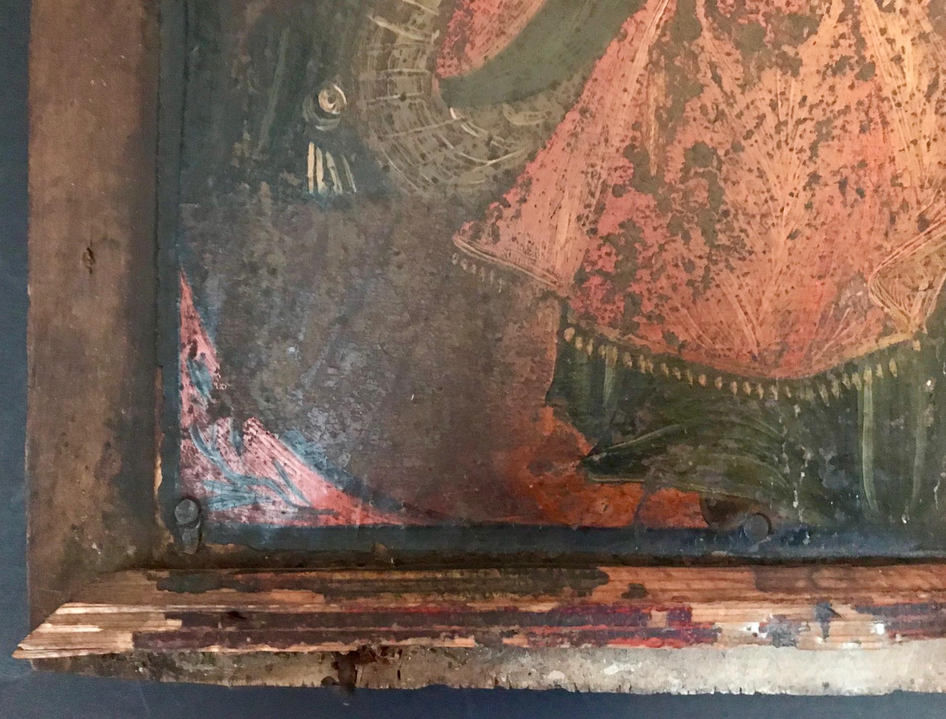 Rare 17th Century Russian Orthodox Icon In Fair Condition In Vero Beach, FL