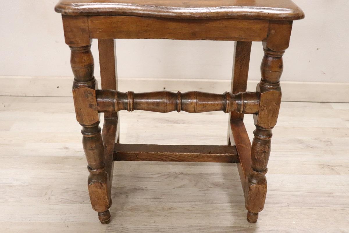 Louis XIV Rare 17th Century Solid Walnut Rustic Single Chair For Sale