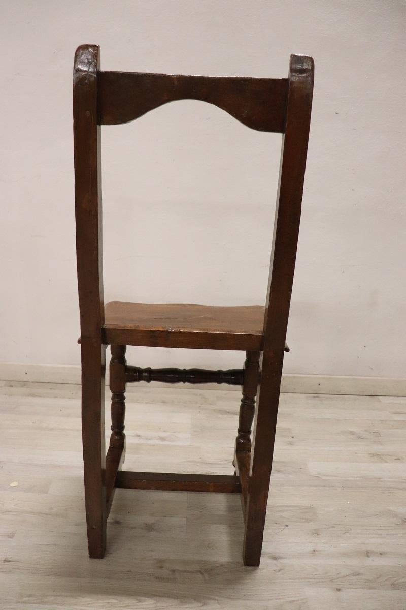 Mid-17th Century Rare 17th Century Solid Walnut Rustic Single Chair For Sale