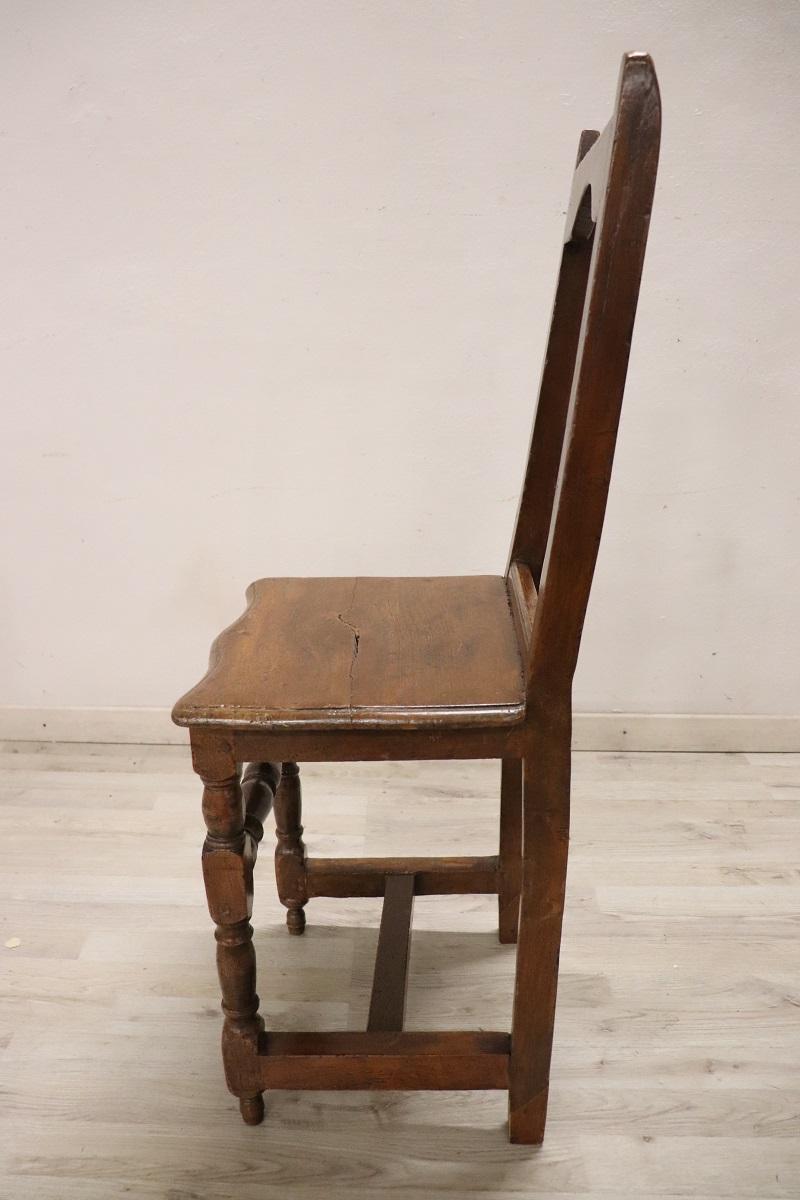 Rare 17th Century Solid Walnut Rustic Single Chair For Sale 1