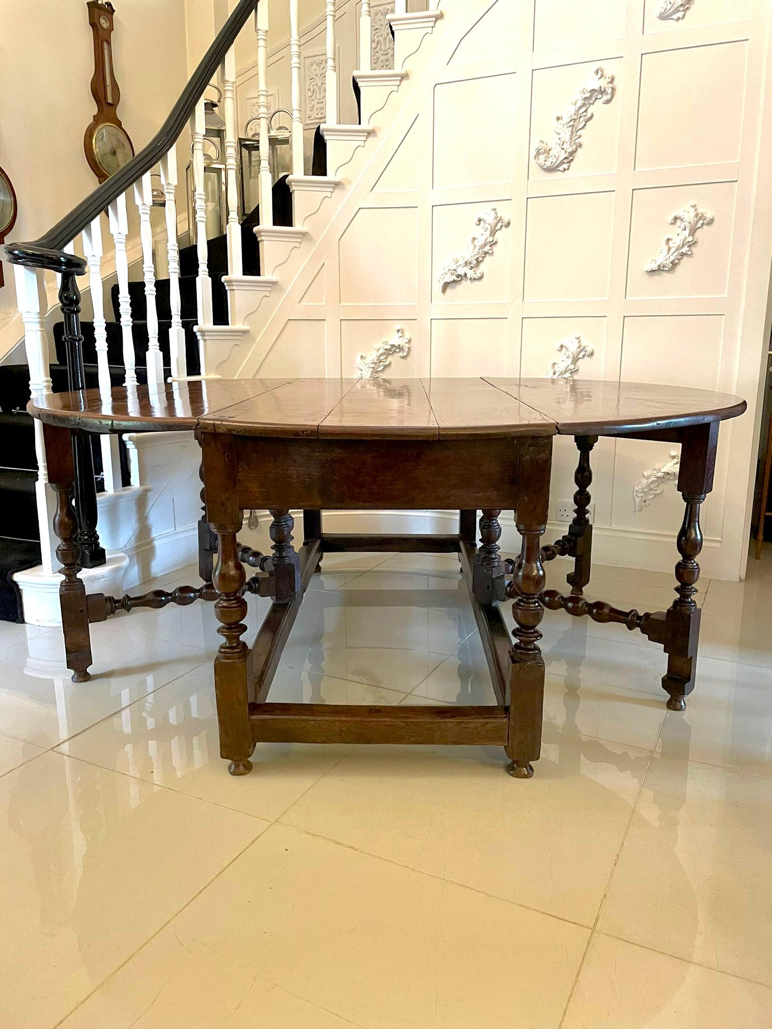 Rare 17th Century Solid Walnut Top Double Gateleg Table 5