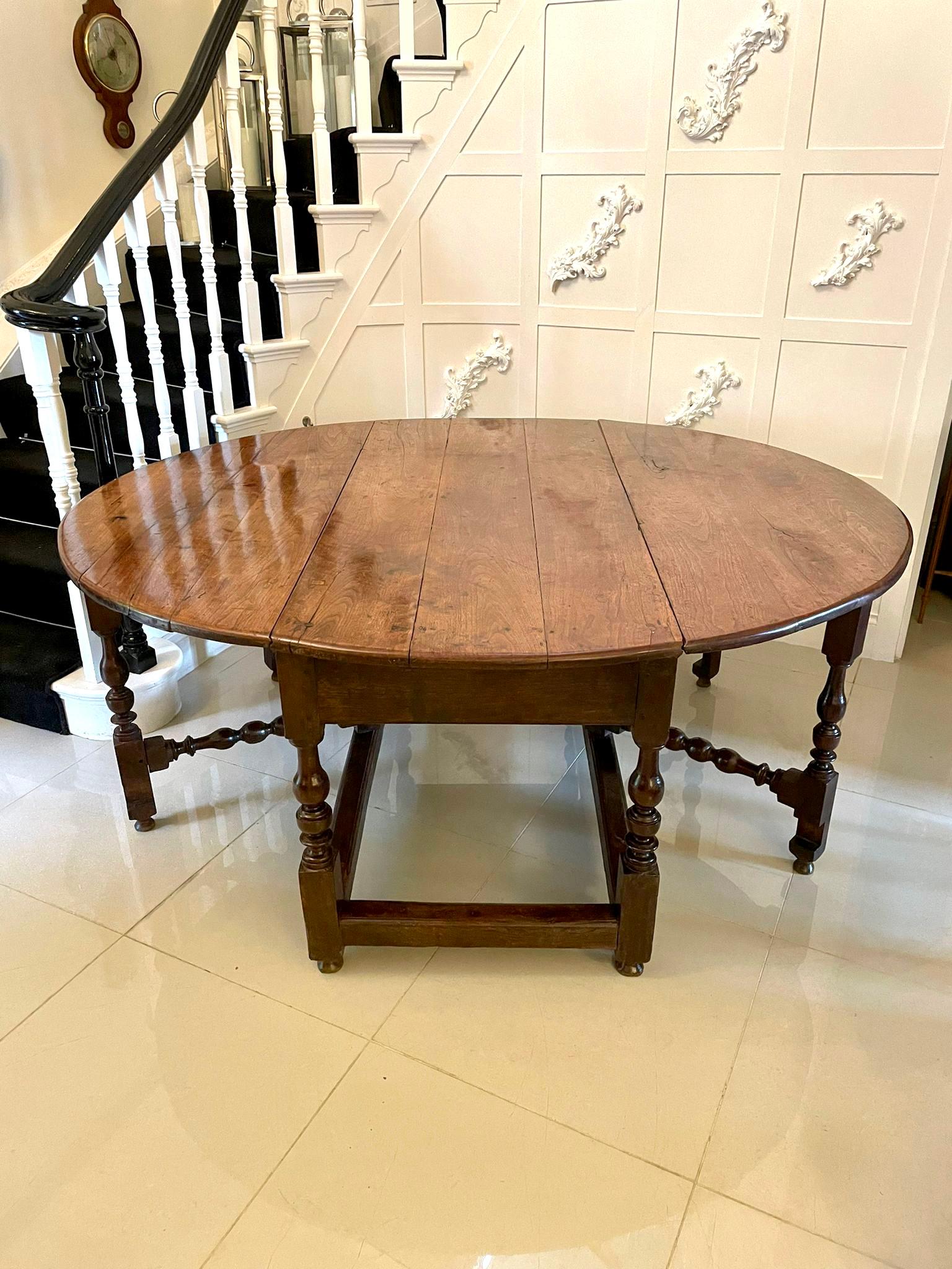 Rare 17th Century Solid Walnut Top Double Gateleg Table 1