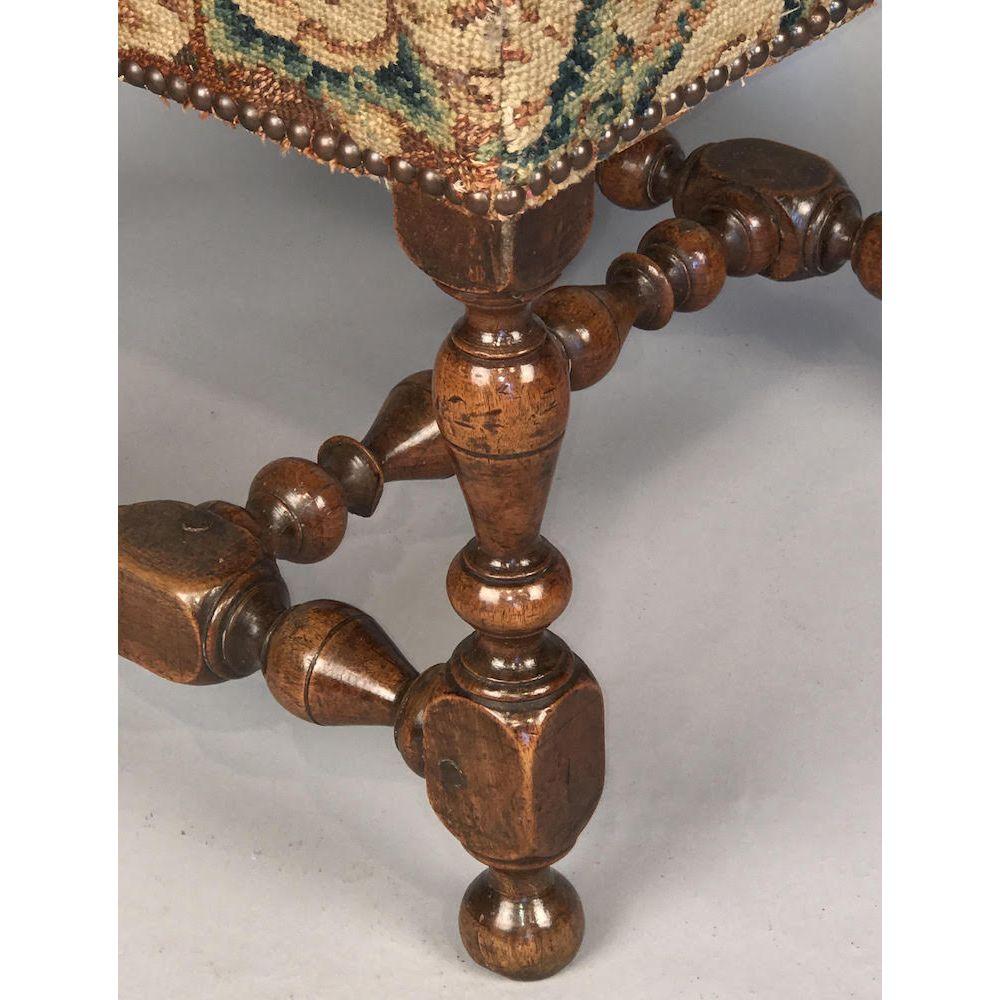 English Rare 17th Century Walnut Stool