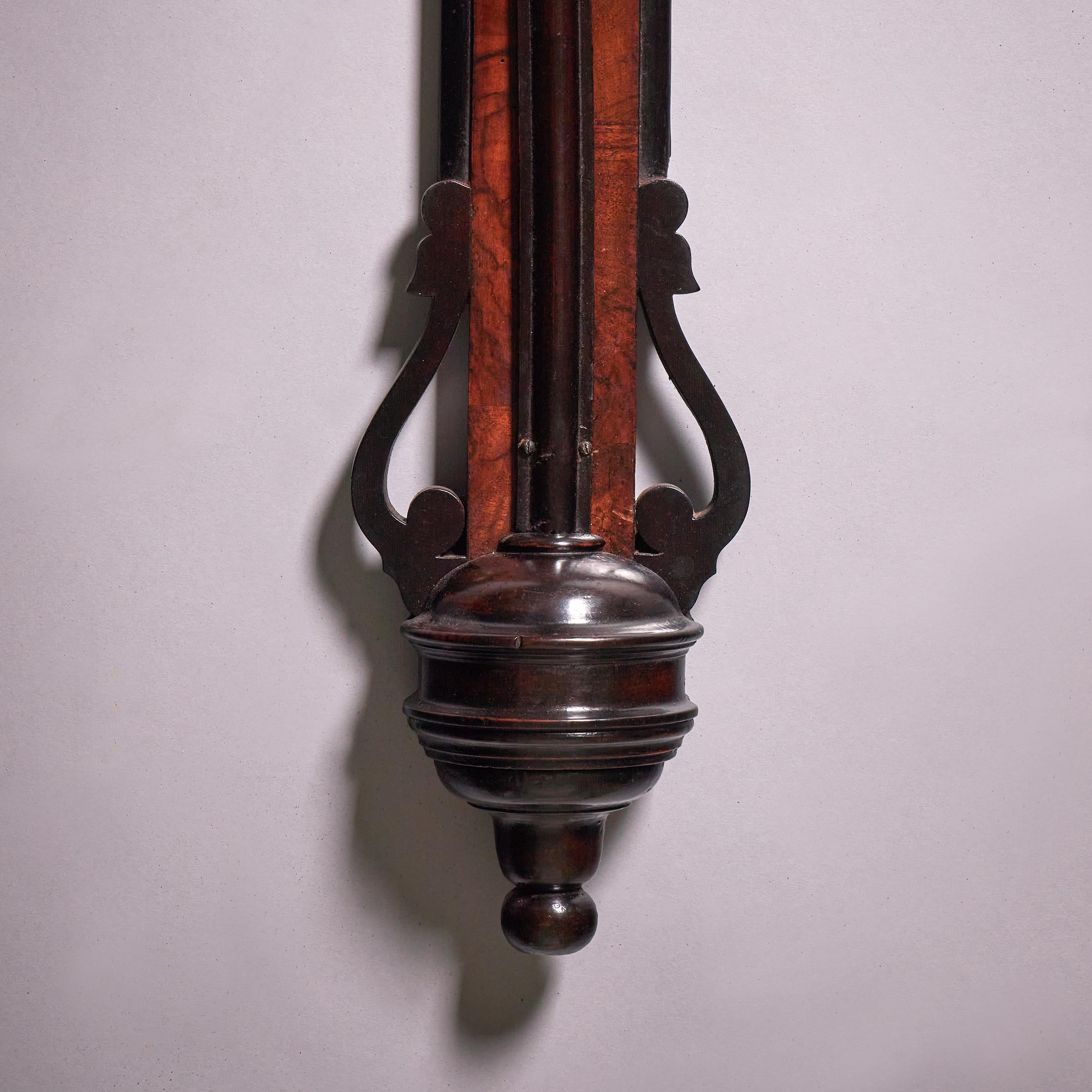 Rare Early 18th Century Queen Anne Walnut Stick Barometer, Circa 1705-1710 In Excellent Condition In Oxfordshire, United Kingdom