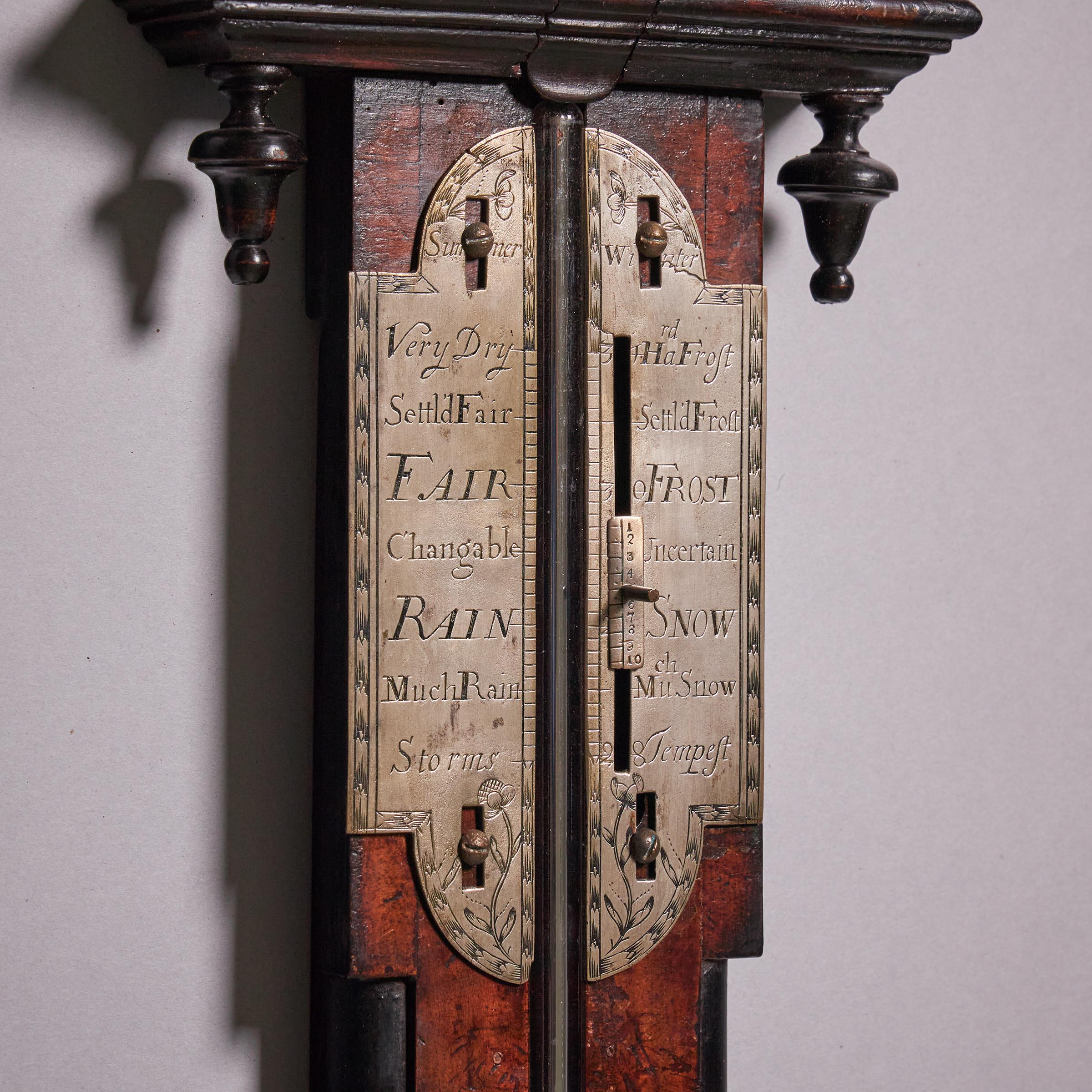 Rare Early 18th Century Queen Anne Walnut Stick Barometer, Circa 1705-1710 3