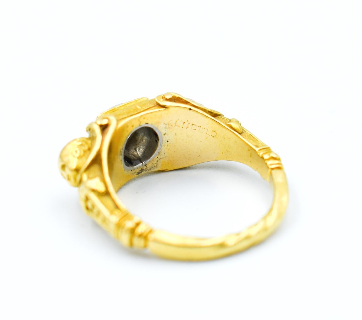 Rare 18-Carat Gold and Diamond Ring by Arnould - Art Nouveau In Excellent Condition In PARIS, FR