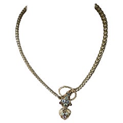 Rare collier serpent victorien en or jaune 18 carats avec pierres de couleur