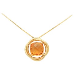 Rare 18 Karat David Yurman Crossover 8 Carat Citrine Pendant Necklace