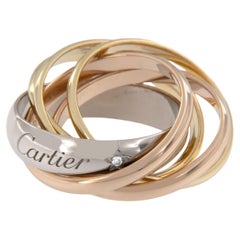 Rare-18 Karat Tri Color Gold Cartier Le Belle Rolling Diamond Band Ring