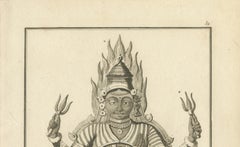 Rare 1806 Engraving: Parasati's Fiery Divinity in Hindu Mythology