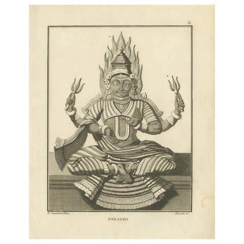 Rare 1806 Engraving: Parasati's Fiery Divinity in Hindu Mythology