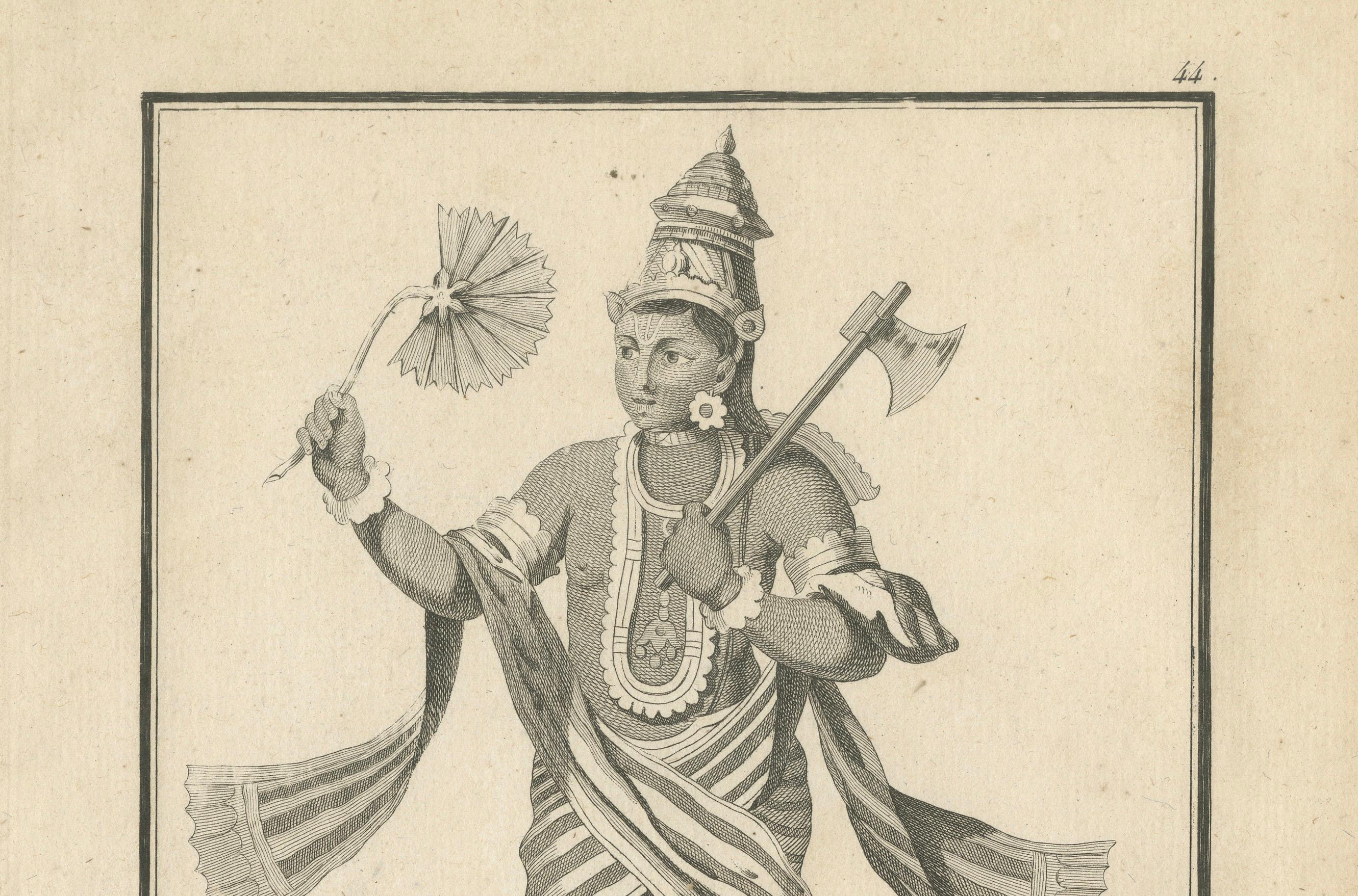 Titre : Exquisite 1806 Rama Chandra Vishnu Avatar Antique Print - Hindu Engraving

Description : Cette élégante estampe ancienne, intitulée 