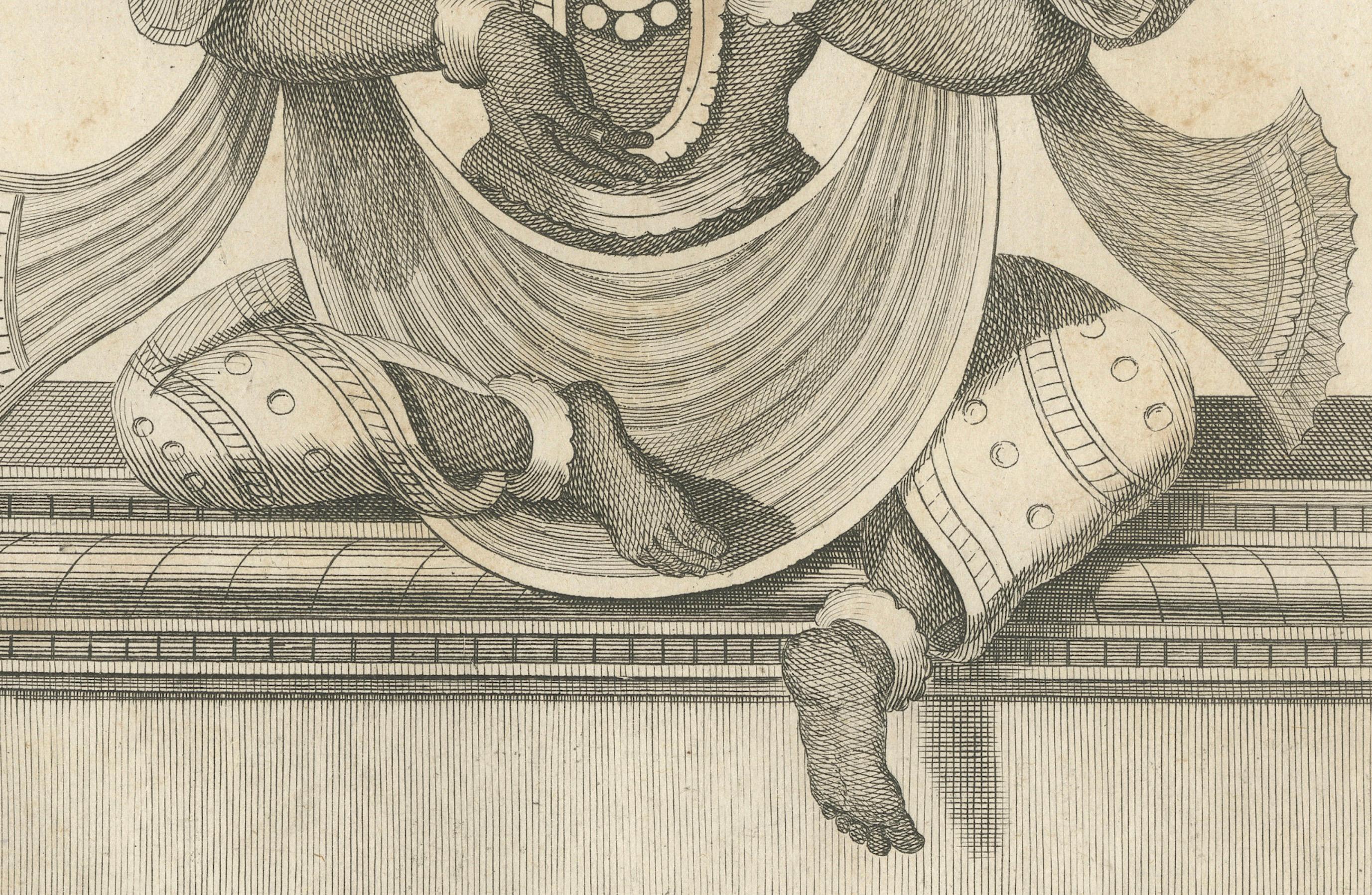 Papier Rare imprimé ancien de la Trinity Trimurti de 1806 - gravure de divinité hindoue, pièce de collection en vente