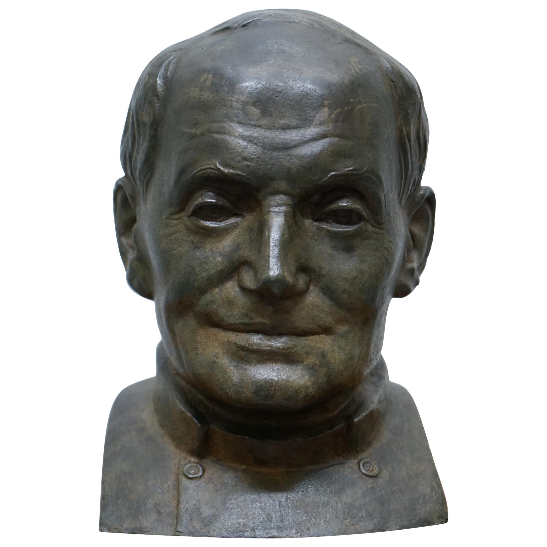 Rare 1840 Large Bronze Head of Russian Priest Labelled James Bourlet & Sons Ltd For Sale