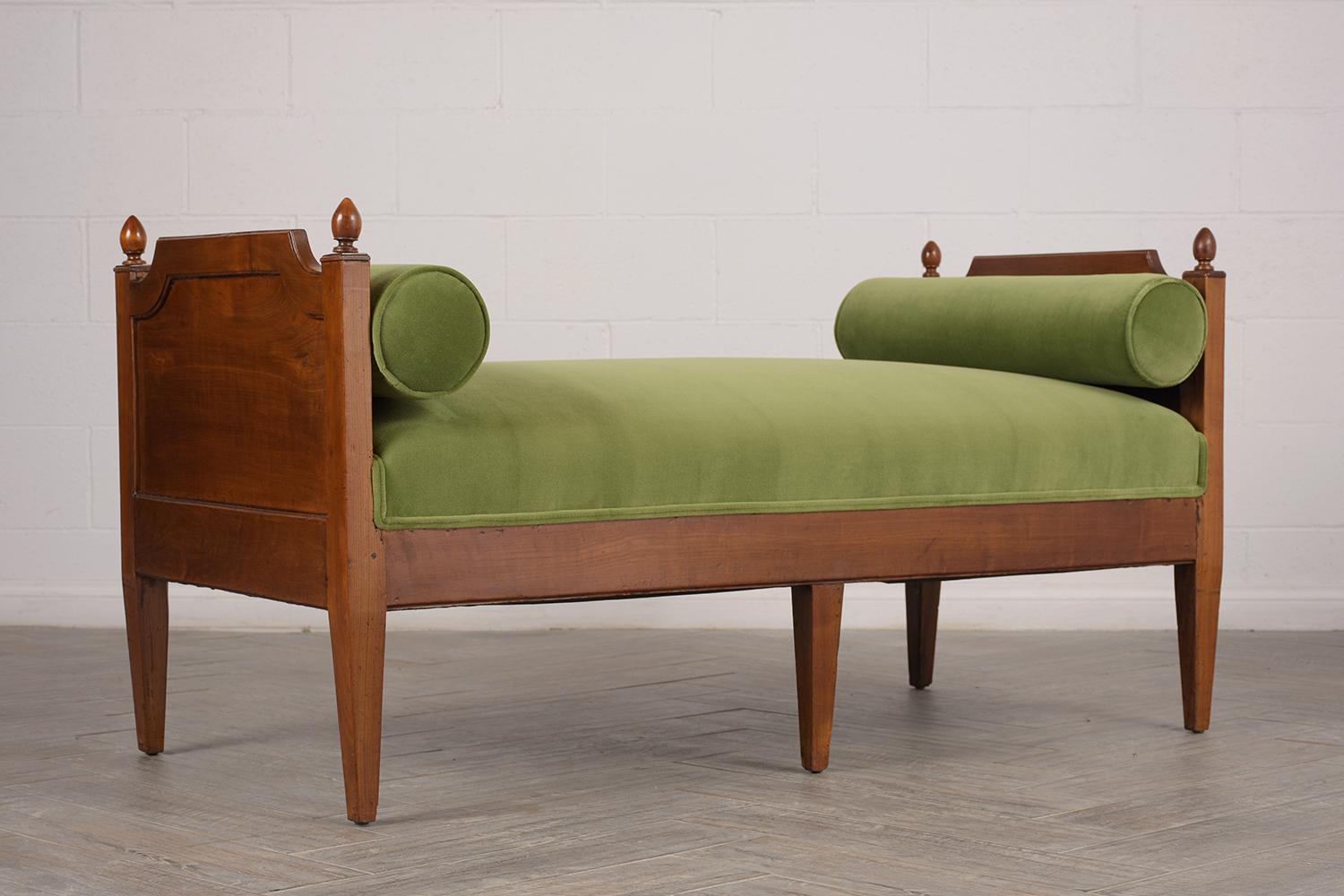 Rare 1840s Completely Restored Walnut Wooden Bench In Excellent Condition In Los Angeles, CA