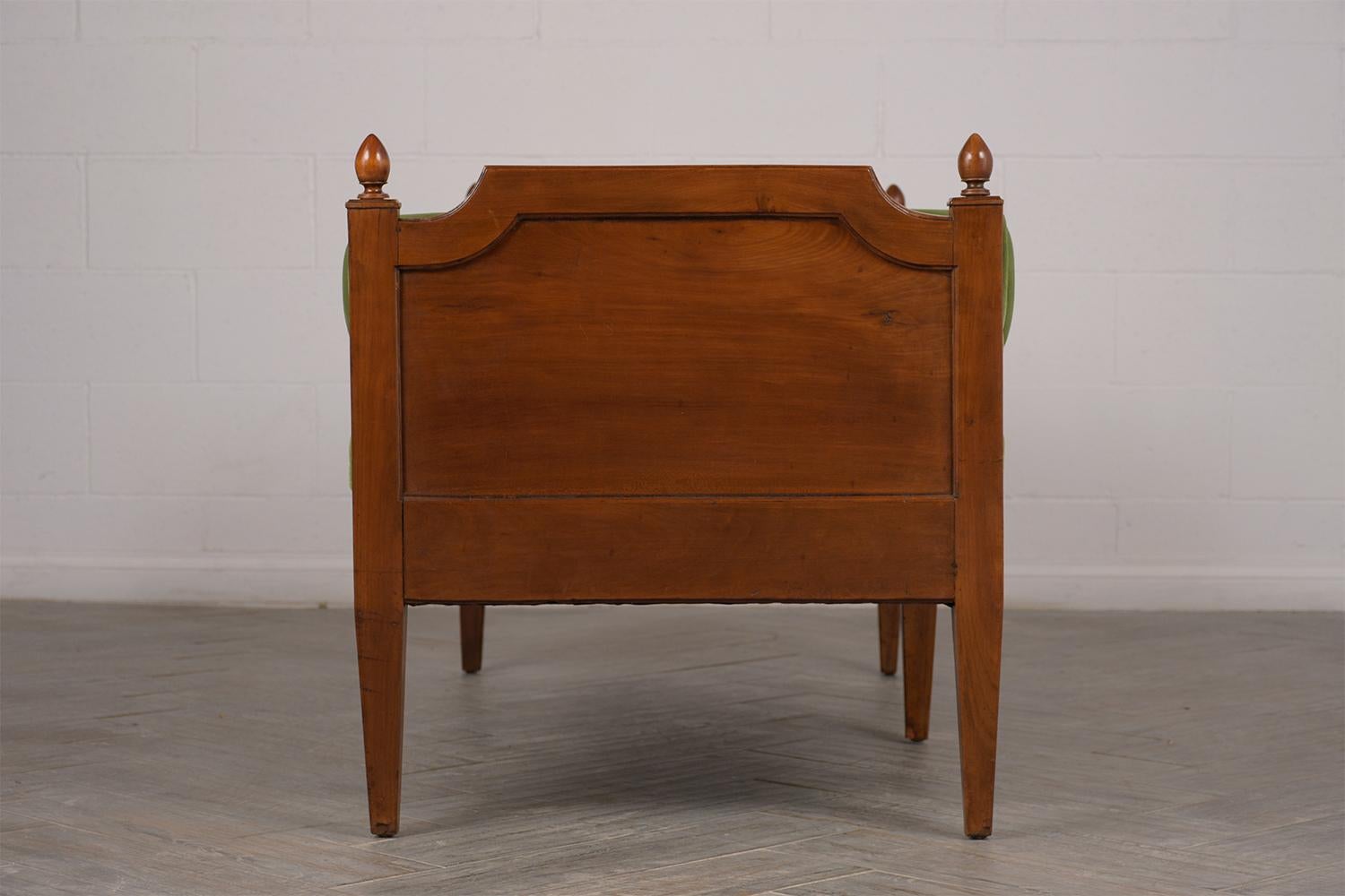Mid-19th Century Rare 1840s Completely Restored Walnut Wooden Bench