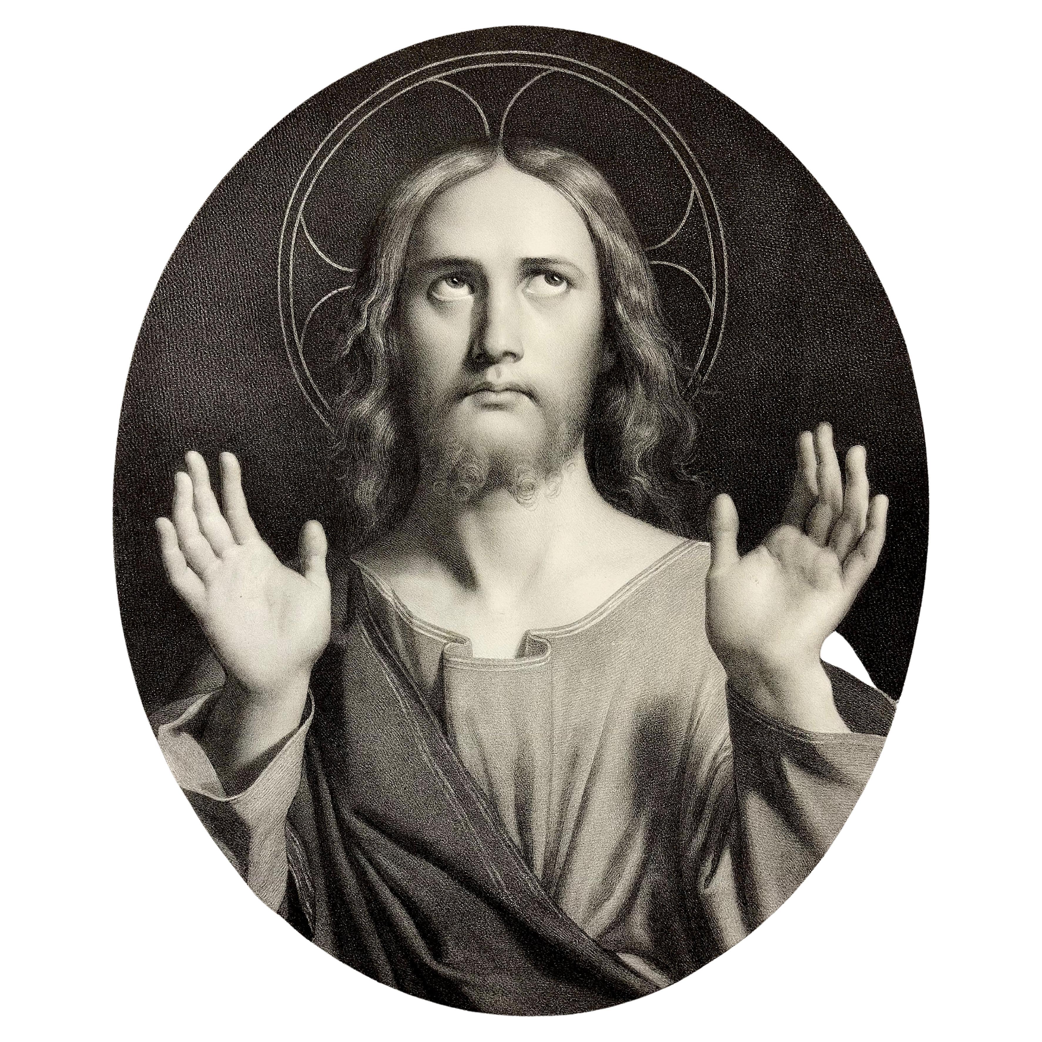 Rare 1841 Original Engraving – "Jesus Christ" by Jean-Auguste-Dominique Ingres For Sale
