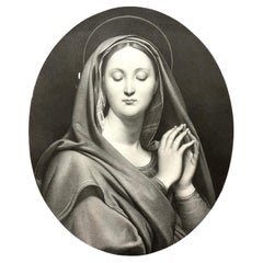 Rare gravure originale de 1841 - "VIRGIN MARIE" par Jean-Auguste-Dominique Ingres