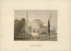 Rare 1852 Tinted Lithograph of Hagia Sophia, Istanbul by L. Haghe after Fossati