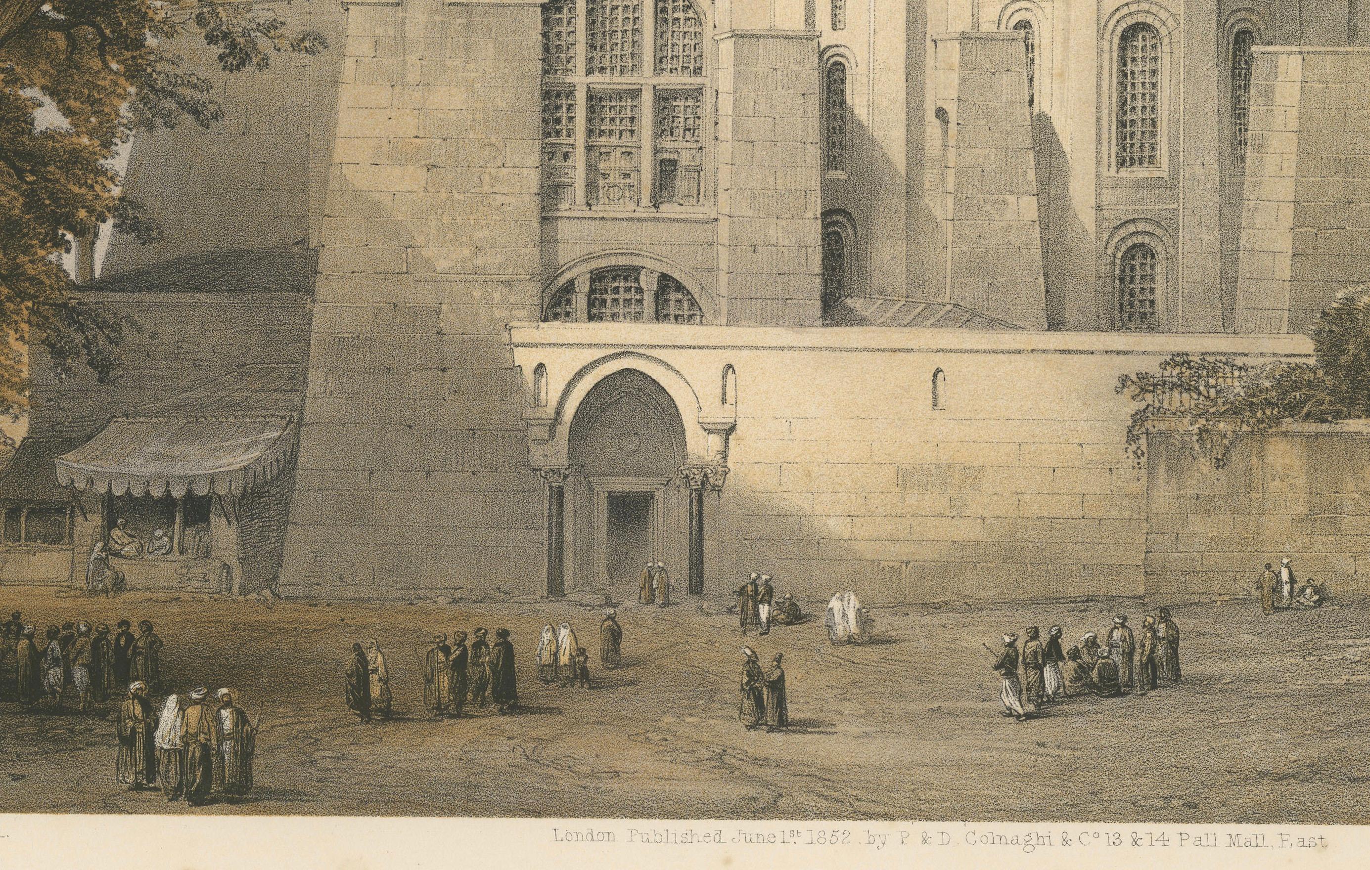 Paper Rare 1852 Tinted Lithograph of Hagia Sophia, Istanbul by L. Haghe after Fossati For Sale