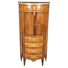 Rare Bureau en bois de roi d
époque 1860 Style Louis XVI Tambor Secrétaire Cabinet Abatant