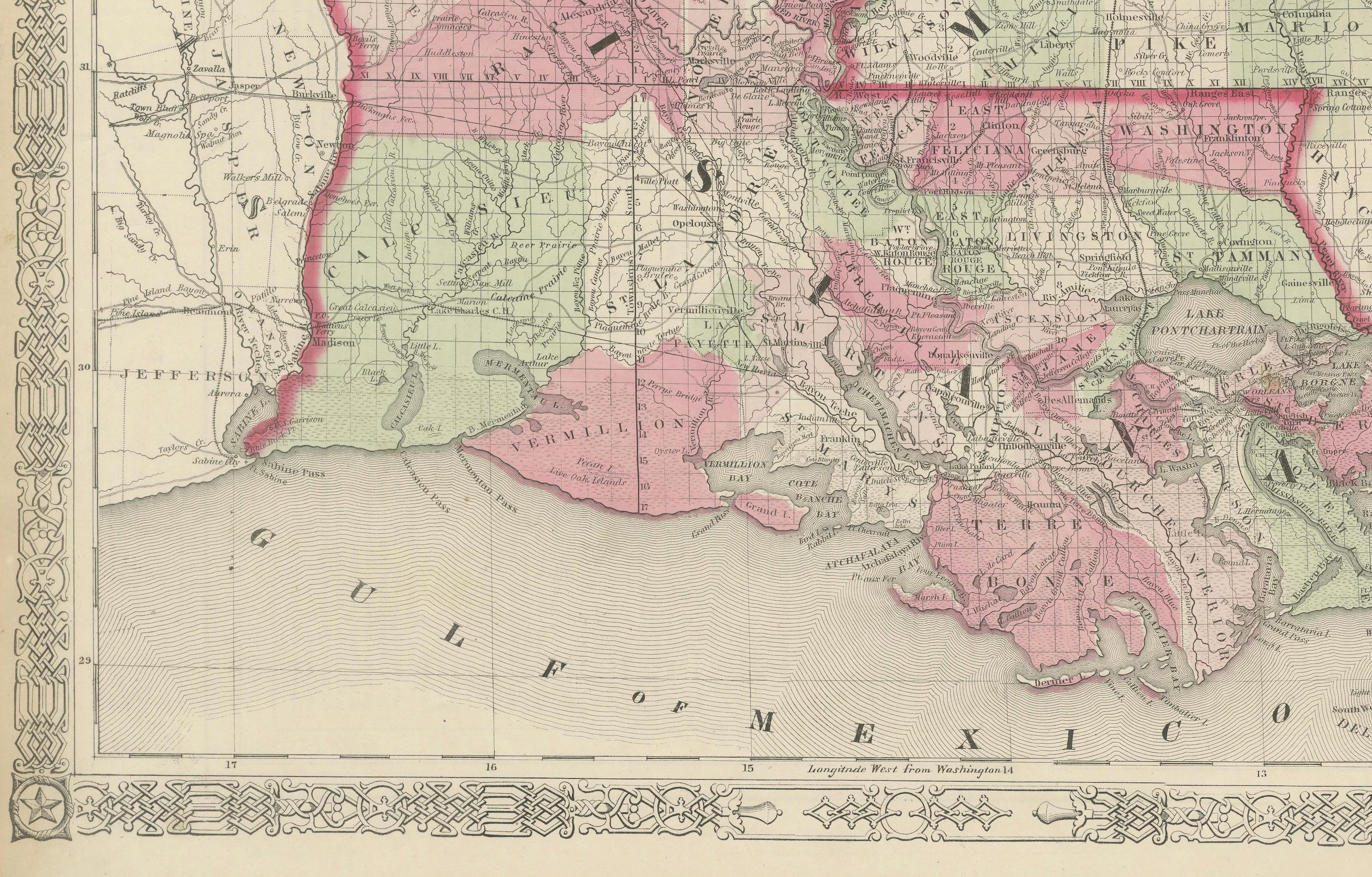Rara mappa dell'Arkansas, del Mississippi e della Louisiana dell'epoca della Guerra Civile del 1864 in vendita 1