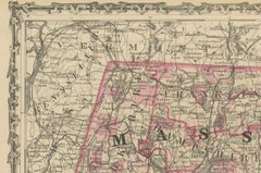 Rare 1864 Civil War Era Map of Massachusetts, Connecticut, and Rhode Island