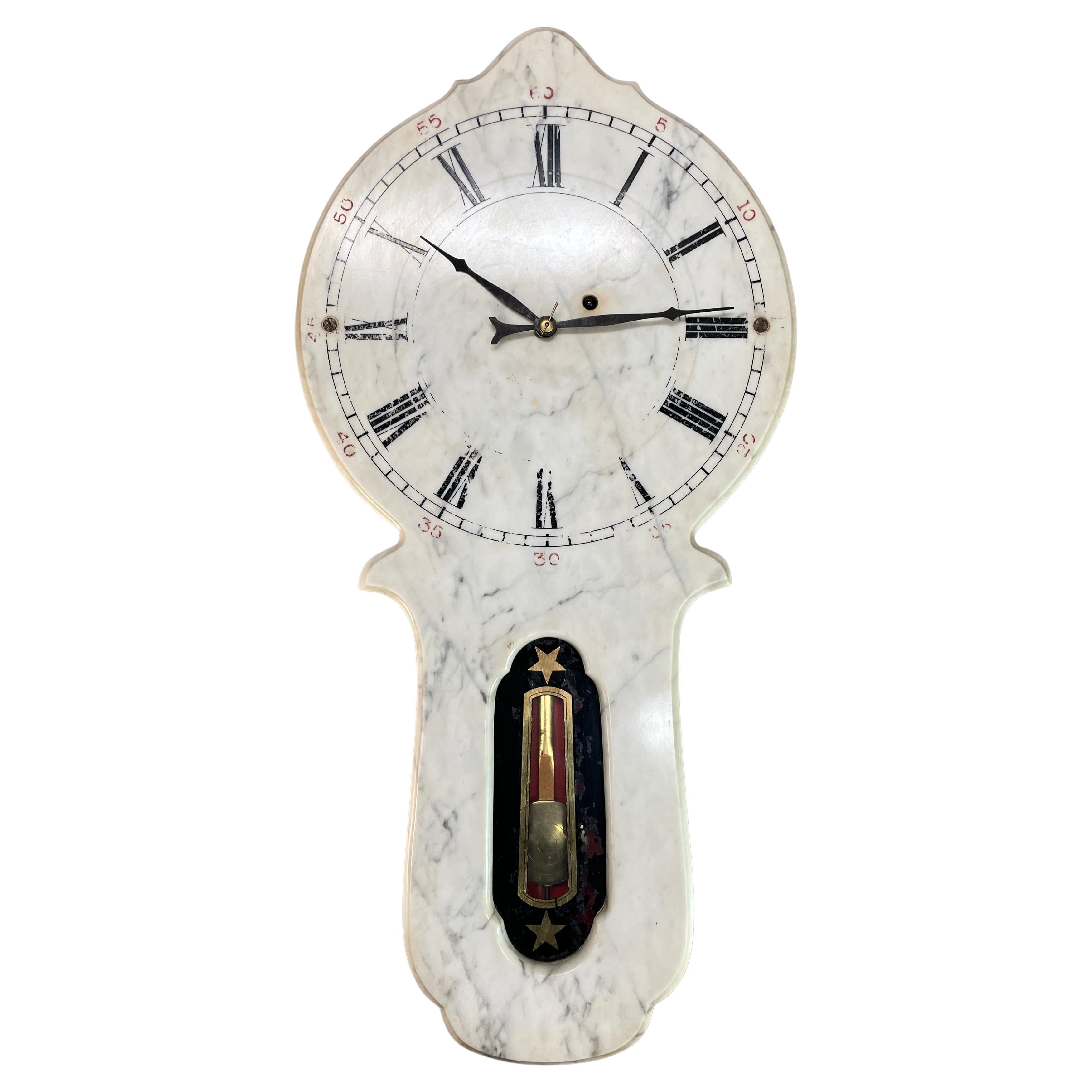 Rare horloge de gare municipale vintage et ancienne en marbre E. Howard des années 1870