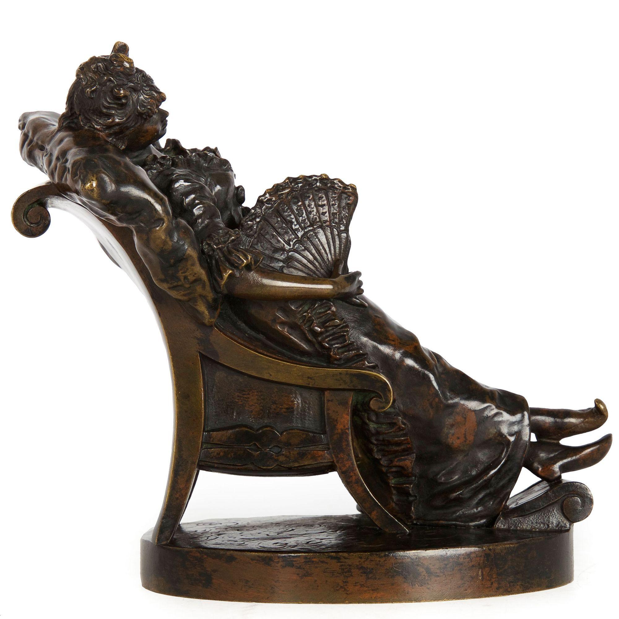 19th Century French Bronze Sculpture of Woman inscribed DALOU, cast by Susse Freres