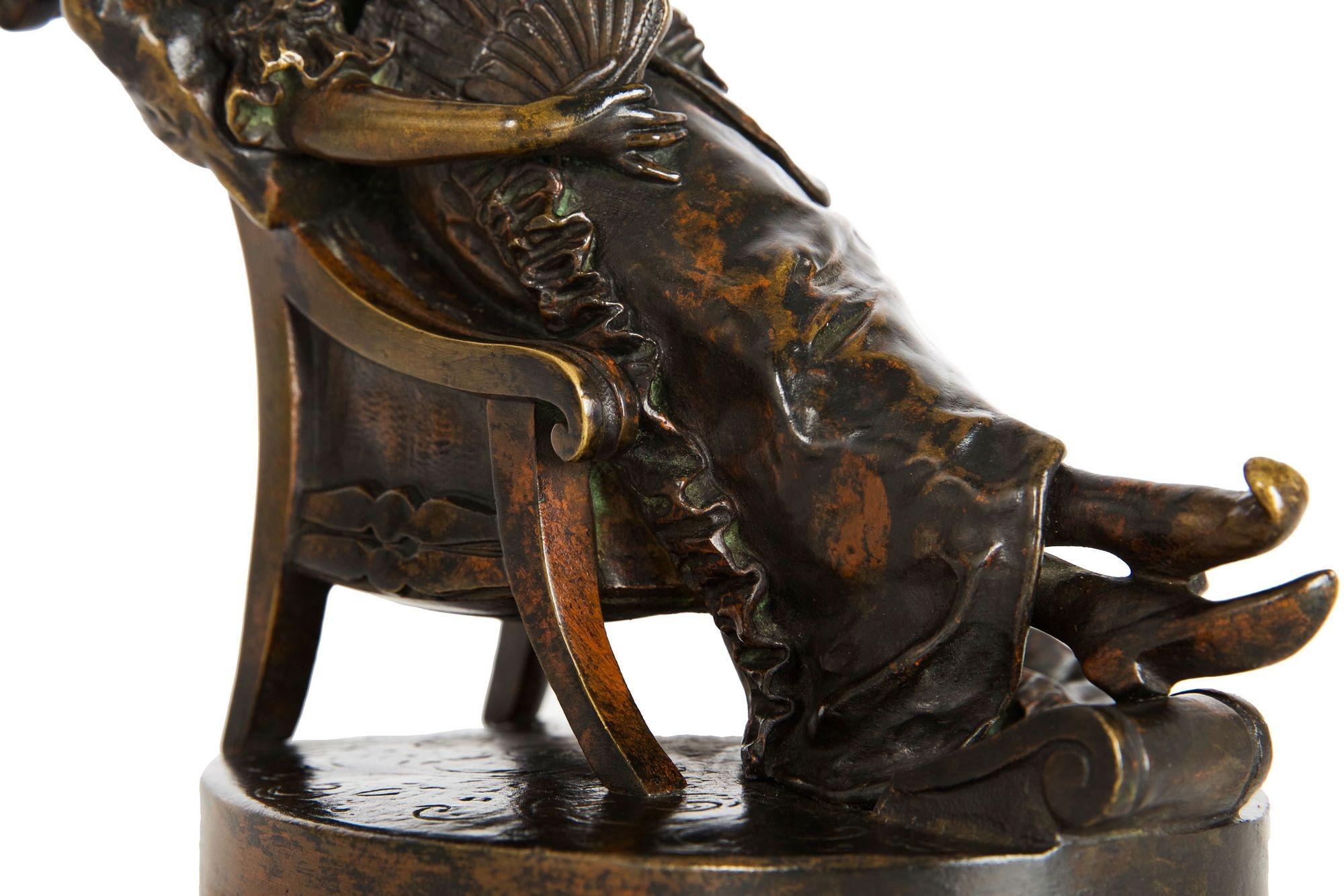 French Bronze Sculpture of Woman inscribed DALOU, cast by Susse Freres 4