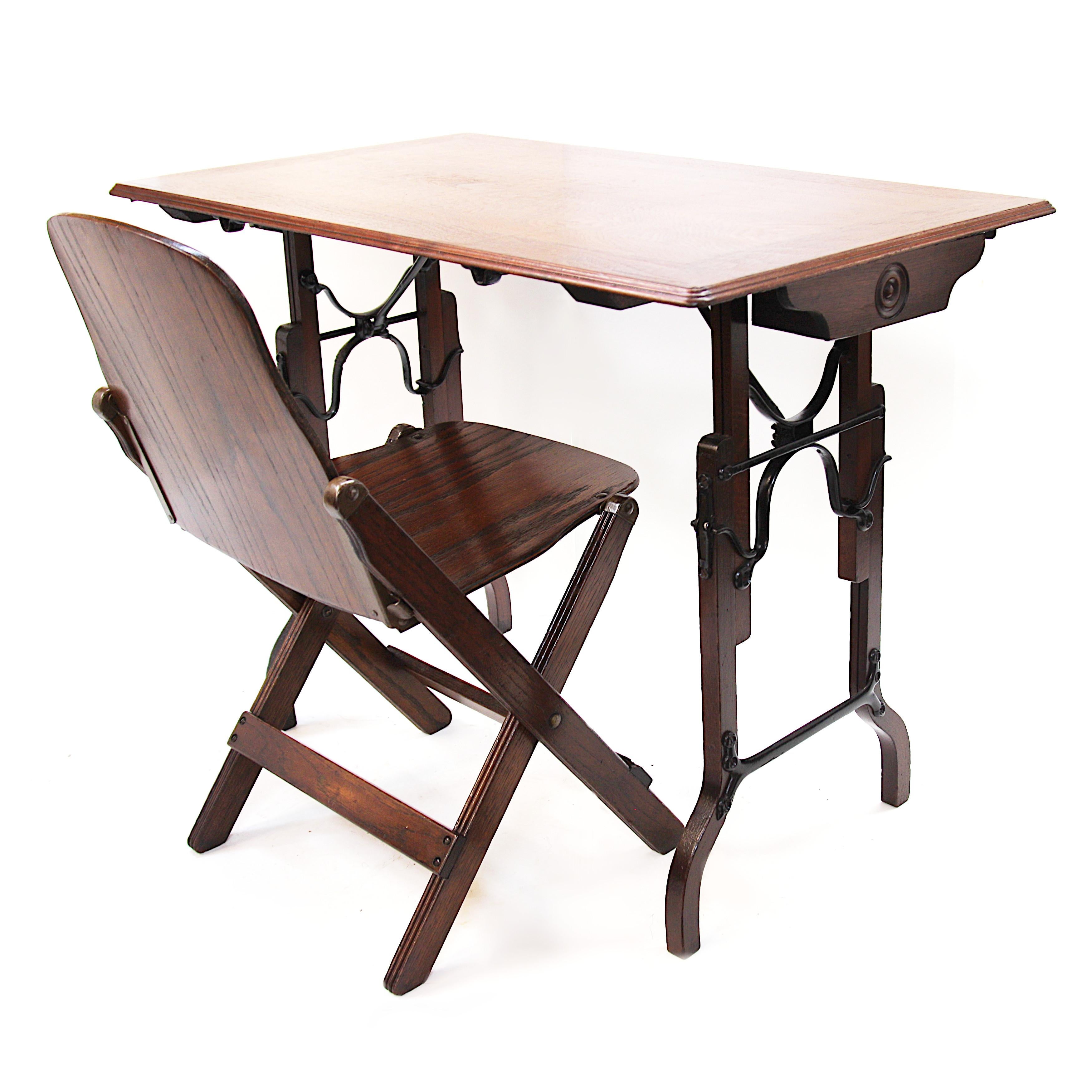 A rare example of the Lambie & Sargent Utility Adjustable Table circa 1870's. The table is best described by the 1874 article entitled 